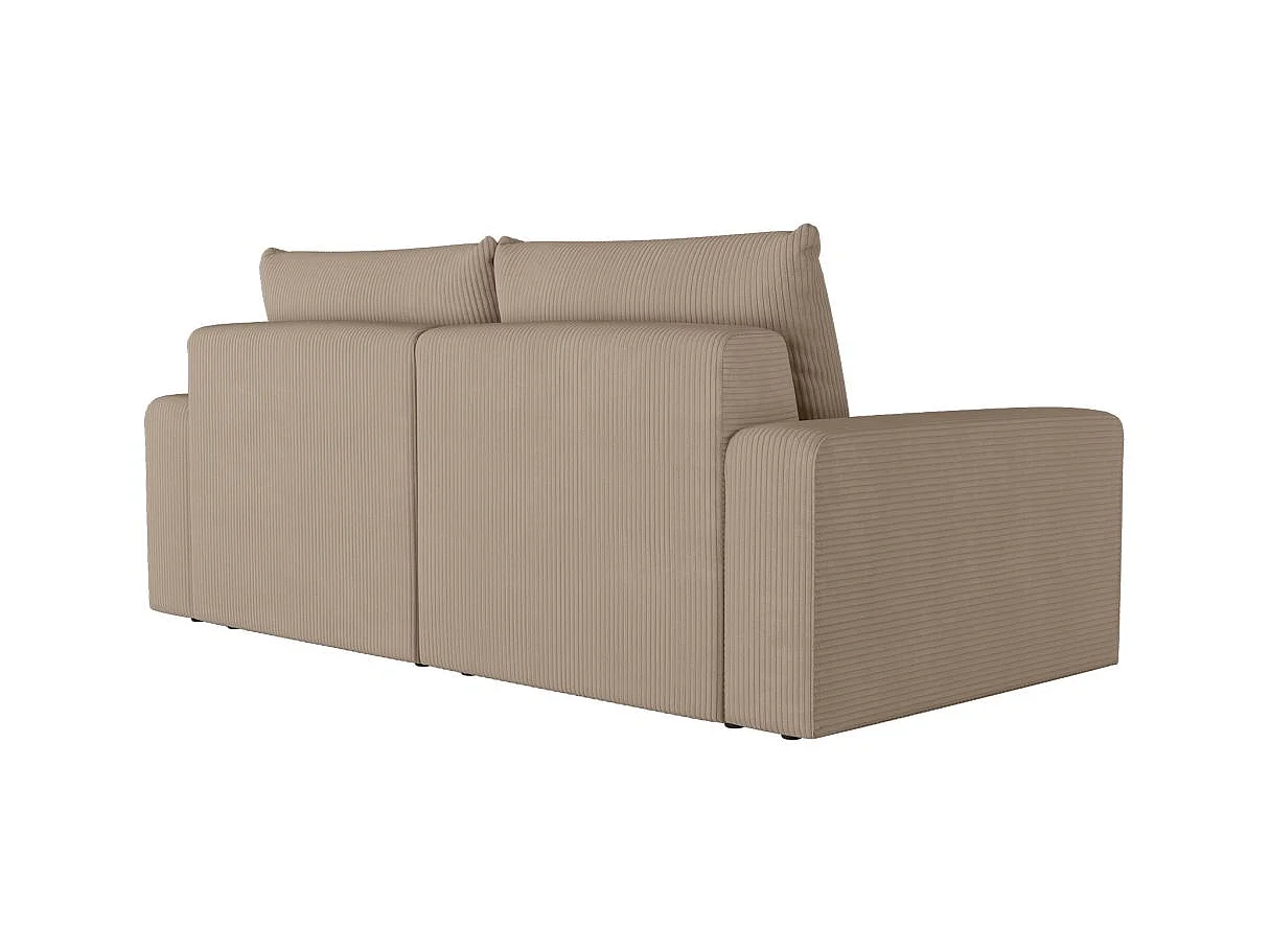 PACK - Canapé droit fixe 2 places ROMANE avec pouf en velours côtelé - Taupe