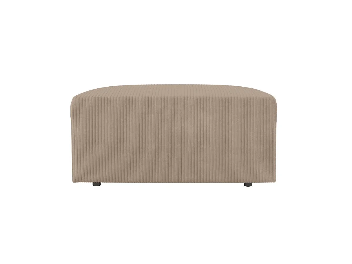 PACK - Canapé droit fixe 2 places ROMANE avec pouf en velours côtelé - Taupe