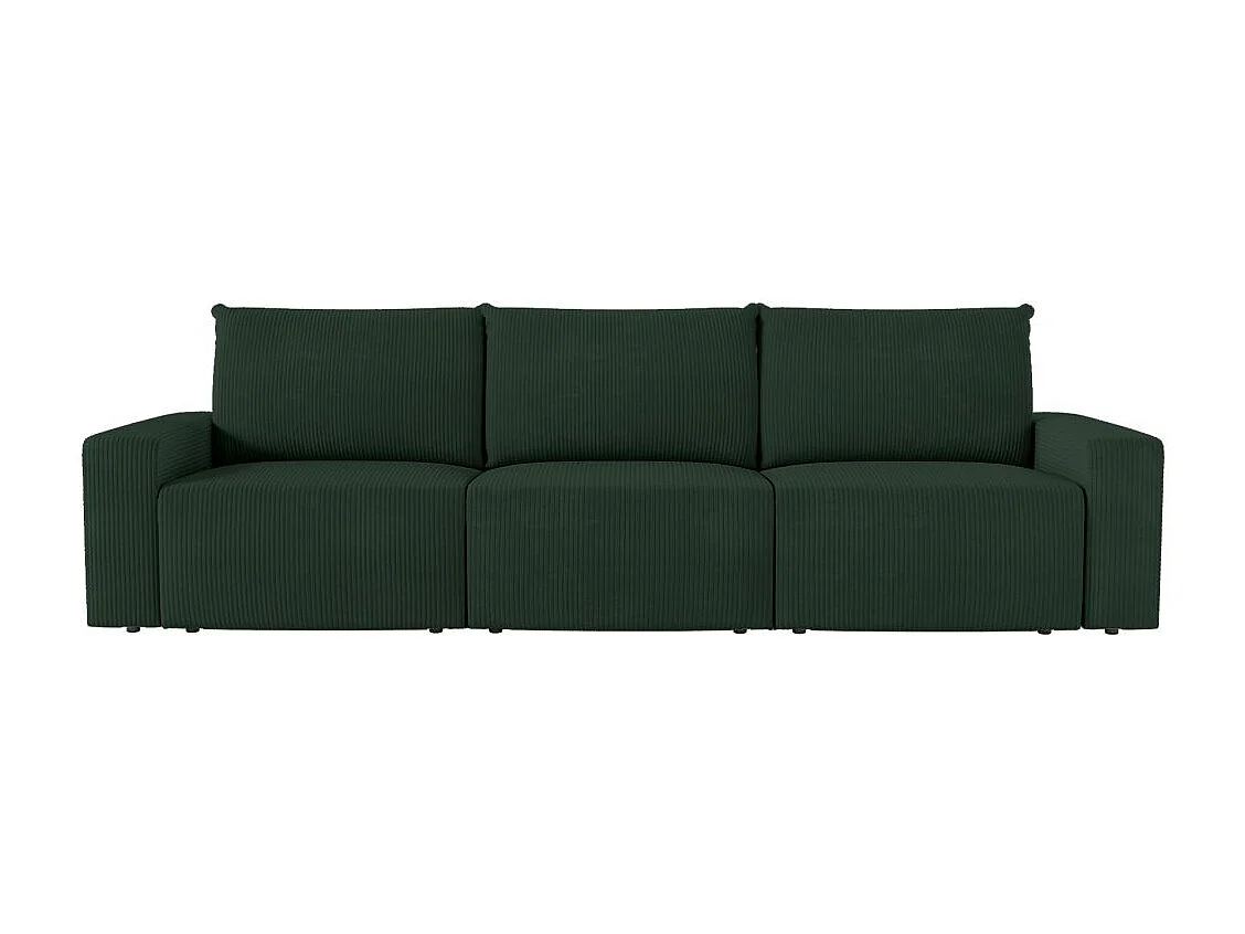 PACK - Canapé droit fixe 3 places ROMANE avec pouf en velours côtelé - Vert foncé