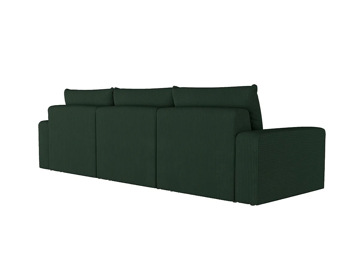 PACK - Canapé droit fixe 3 places ROMANE avec pouf en velours côtelé - Vert foncé