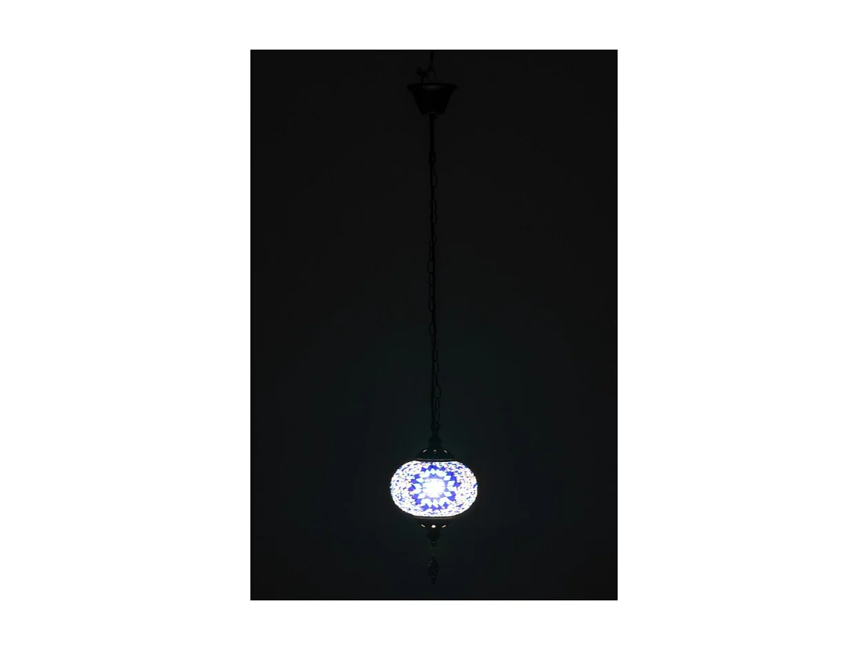 Lámpara de techo de mosaico de vidrio azul 18x18x80cm