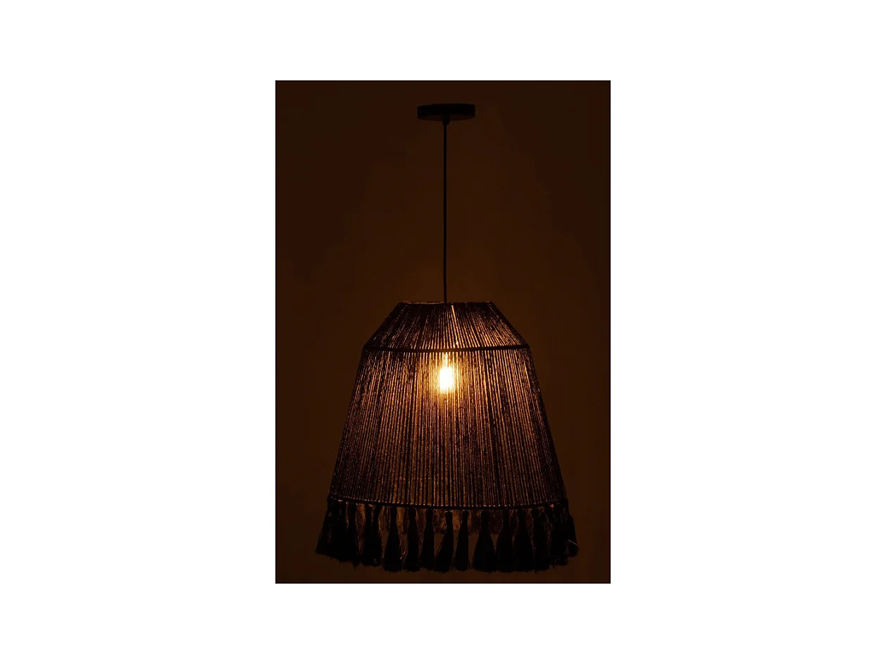 Lámpara de techo de yute negro 53x53x53 cm