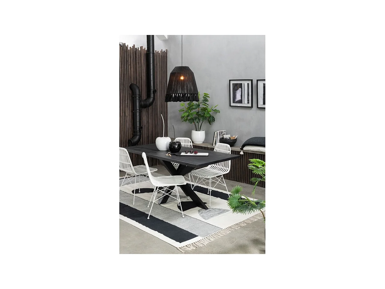 Lámpara de techo de yute negro 53x53x53 cm