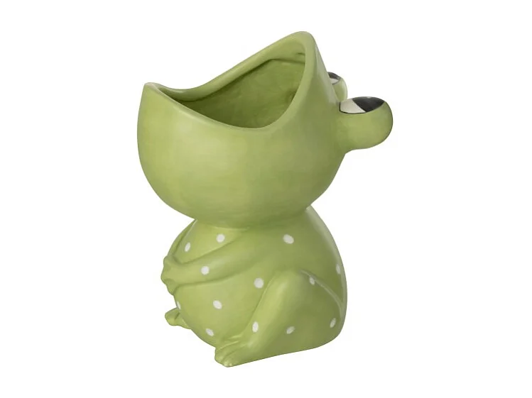 Macetero rana de cerámica verde 16.5x15.5x21 cm