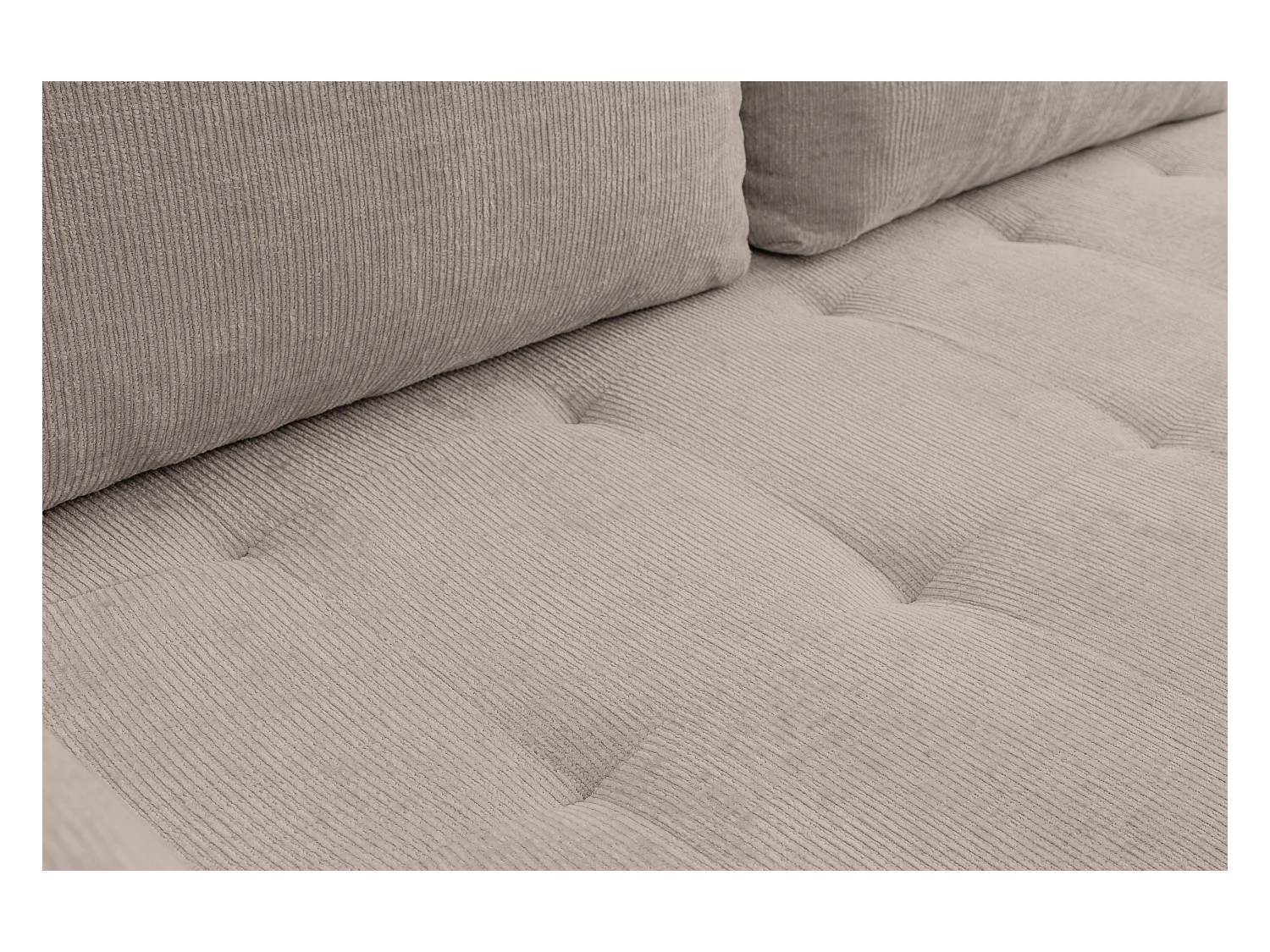 Canapé d'angle Lucky avec fonction couchage et coffre de rangement, couleur : marron, tissu structuré, pouf à gauche ou à droite