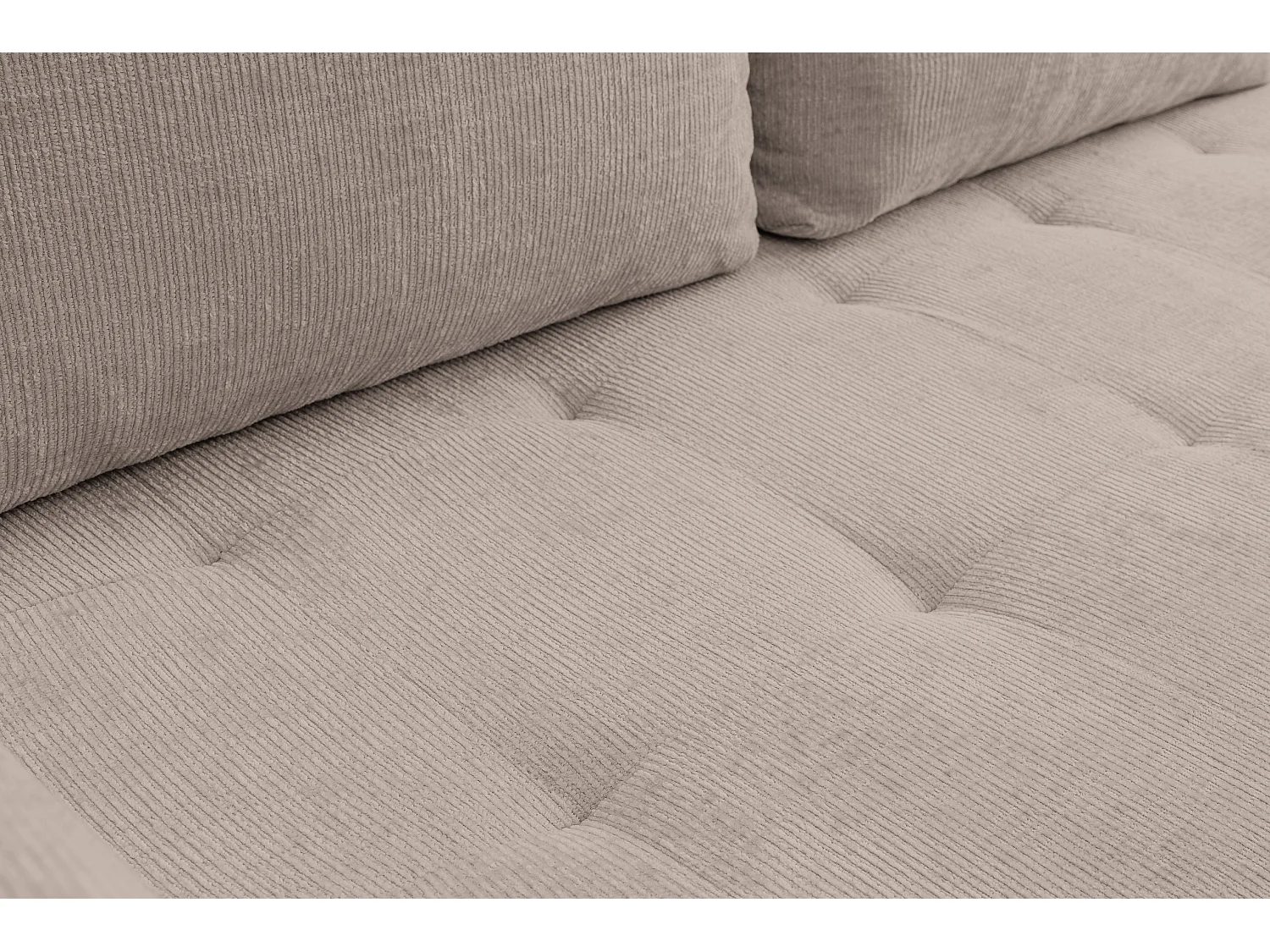 Canapé d'angle Lucky avec fonction couchage et coffre de rangement, couleur : marron, tissu structuré, pouf à gauche ou à droite