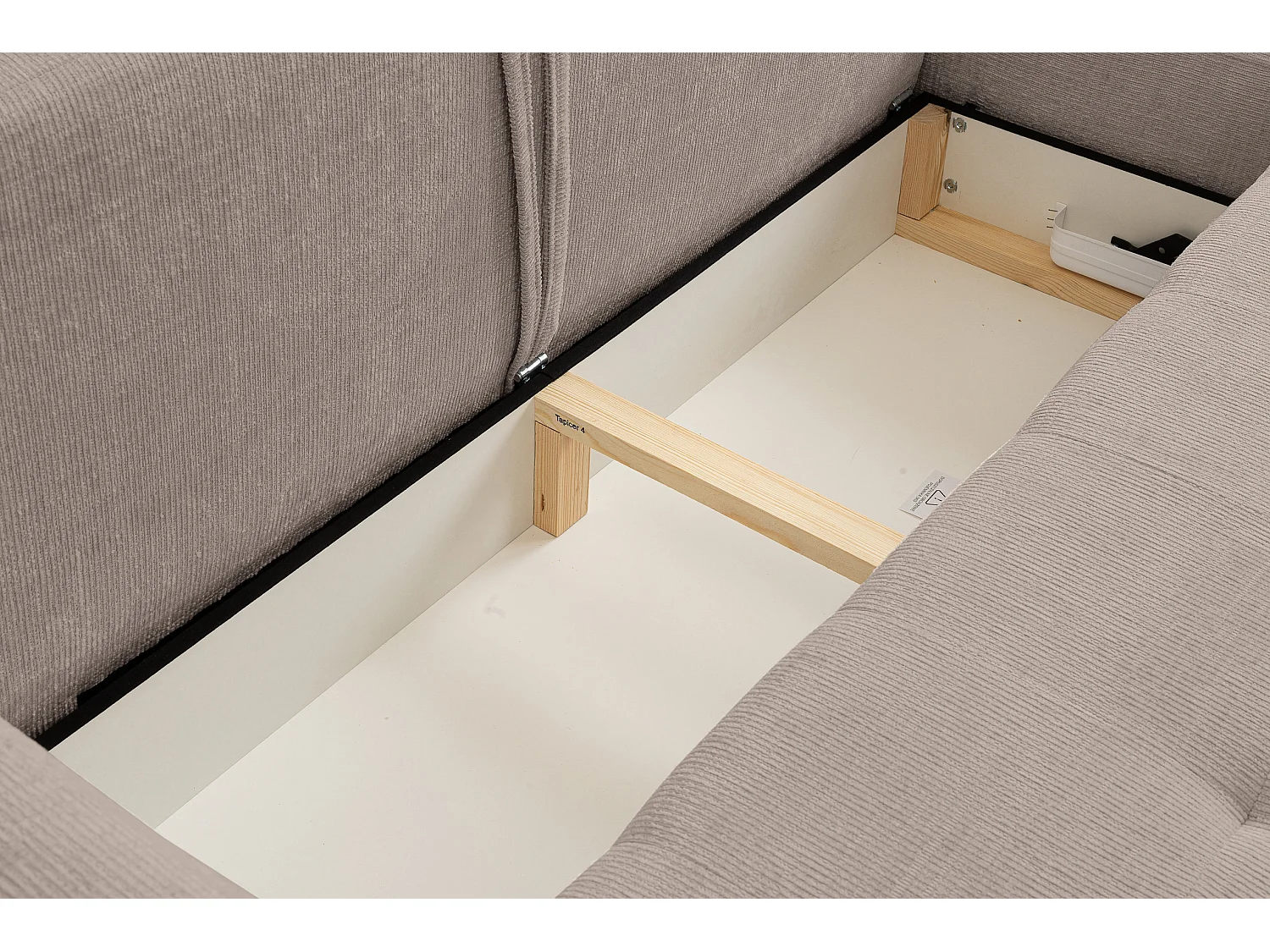 Canapé d'angle Lucky avec fonction couchage et coffre de rangement, couleur : marron, tissu structuré, pouf à gauche ou à droite