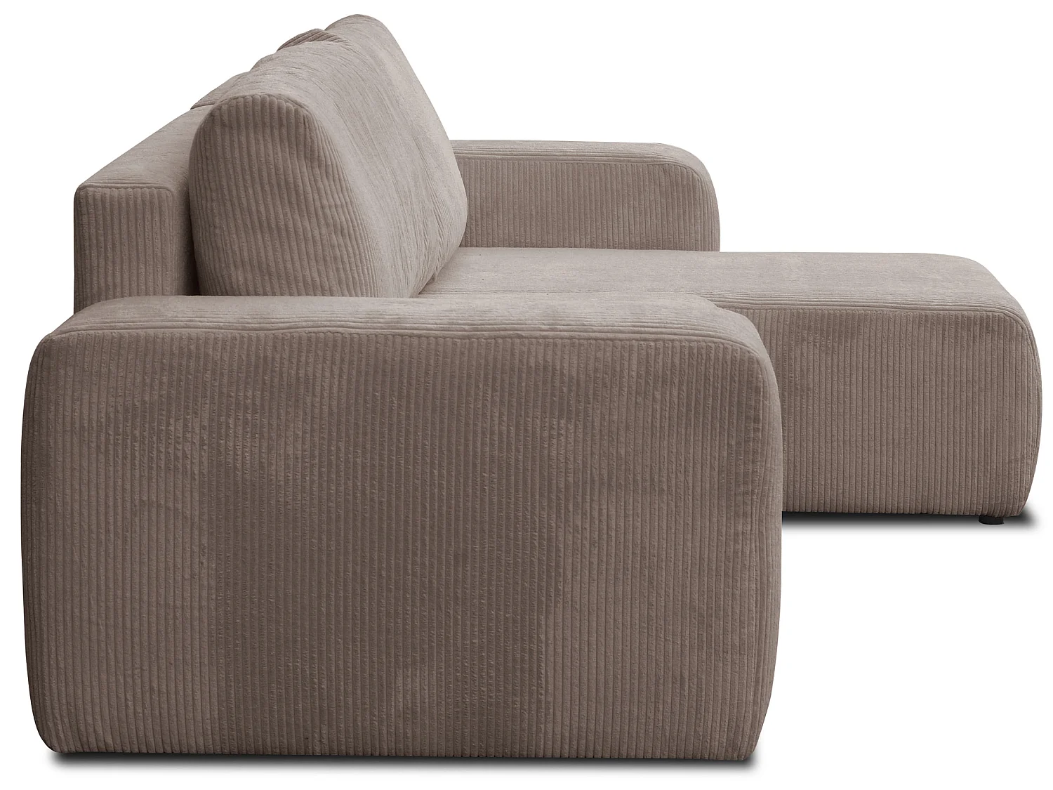 Hoekbank Luna L, hoekbank in L-vorm met slaapfunctie en bedbak, kleur: lichtbruin, corduroy, universele ottomane