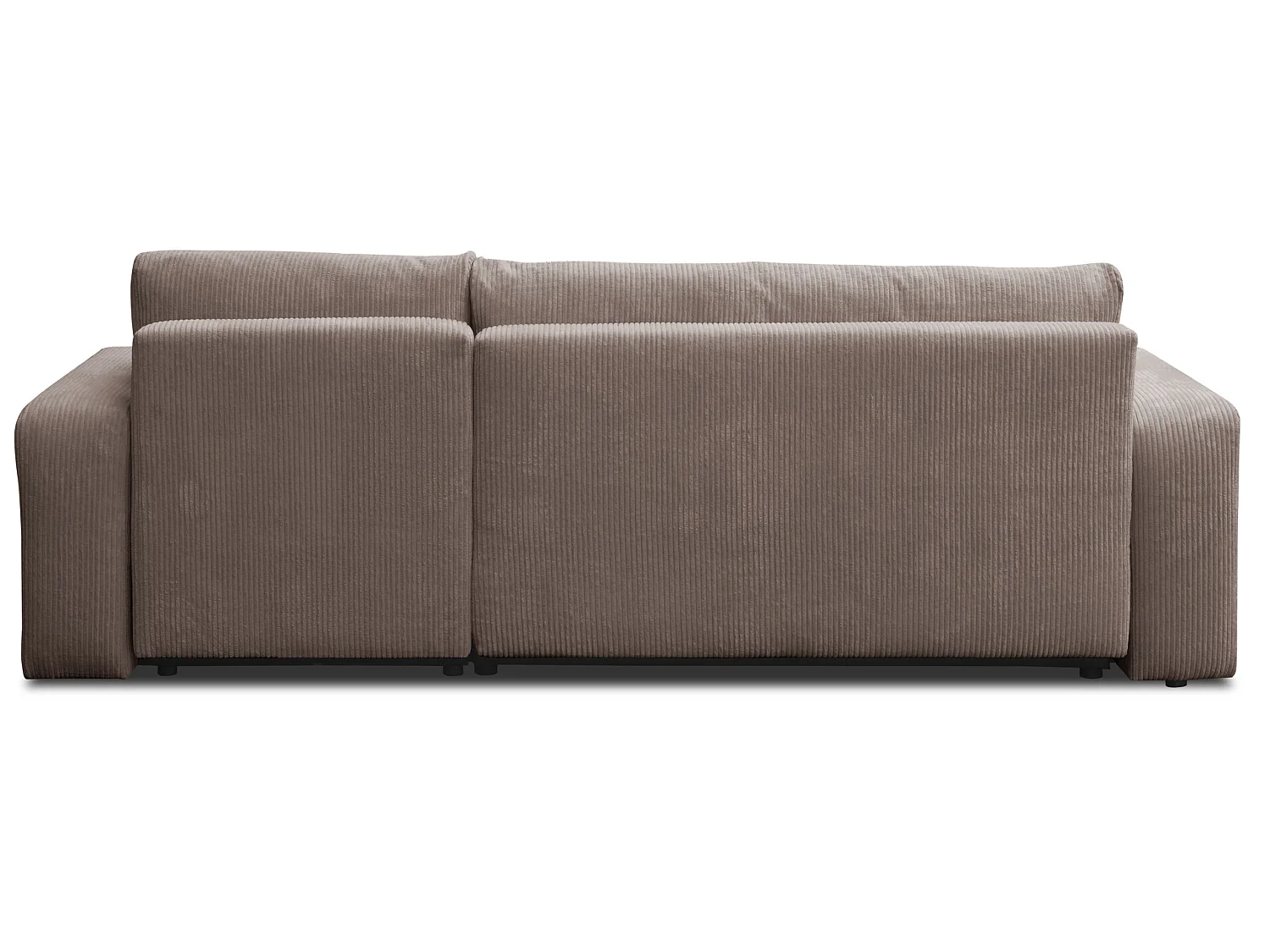 Hoekbank Luna L, hoekbank in L-vorm met slaapfunctie en bedbak, kleur: lichtbruin, corduroy, universele ottomane
