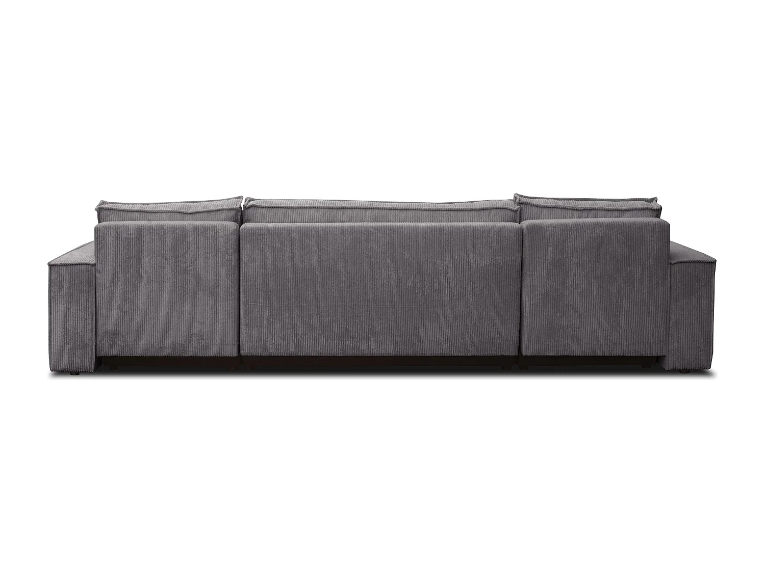 Ensemble de salon Hugo U, canapé en U avec fonction couchage et coffre de rangement, couleur : gris foncé, tissu cordé