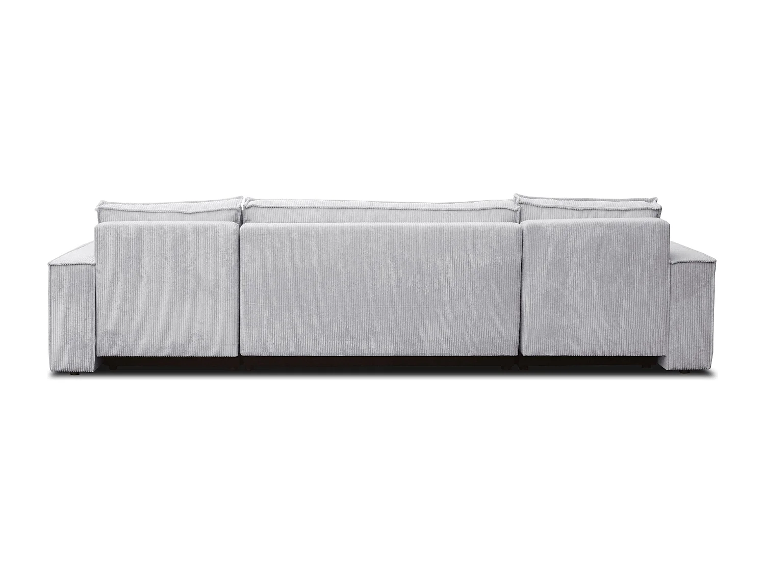 Ensemble de salon Hugo U, canapé en U avec fonction couchage et coffre de rangement, couleur : gris clair, tissu cordé