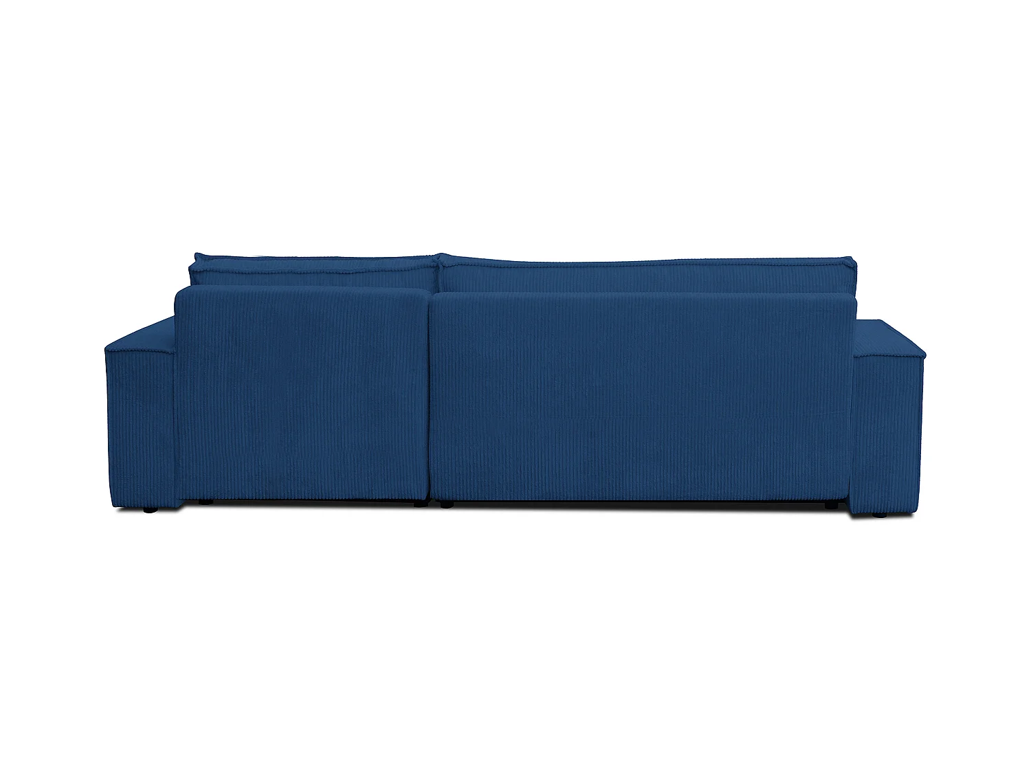 Canapé d'angle Hugo XL avec fonction couchage et coffre de rangement, couleur : bleu, tissu cordé, ottomane à gauche ou à droite