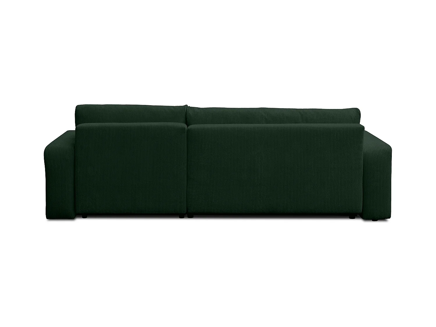 Canapé d'angle Luna XL avec fonction de couchage et coffre de rangement, couleur : vert, tissu velours côtelé, pouf à gauche ou à droite