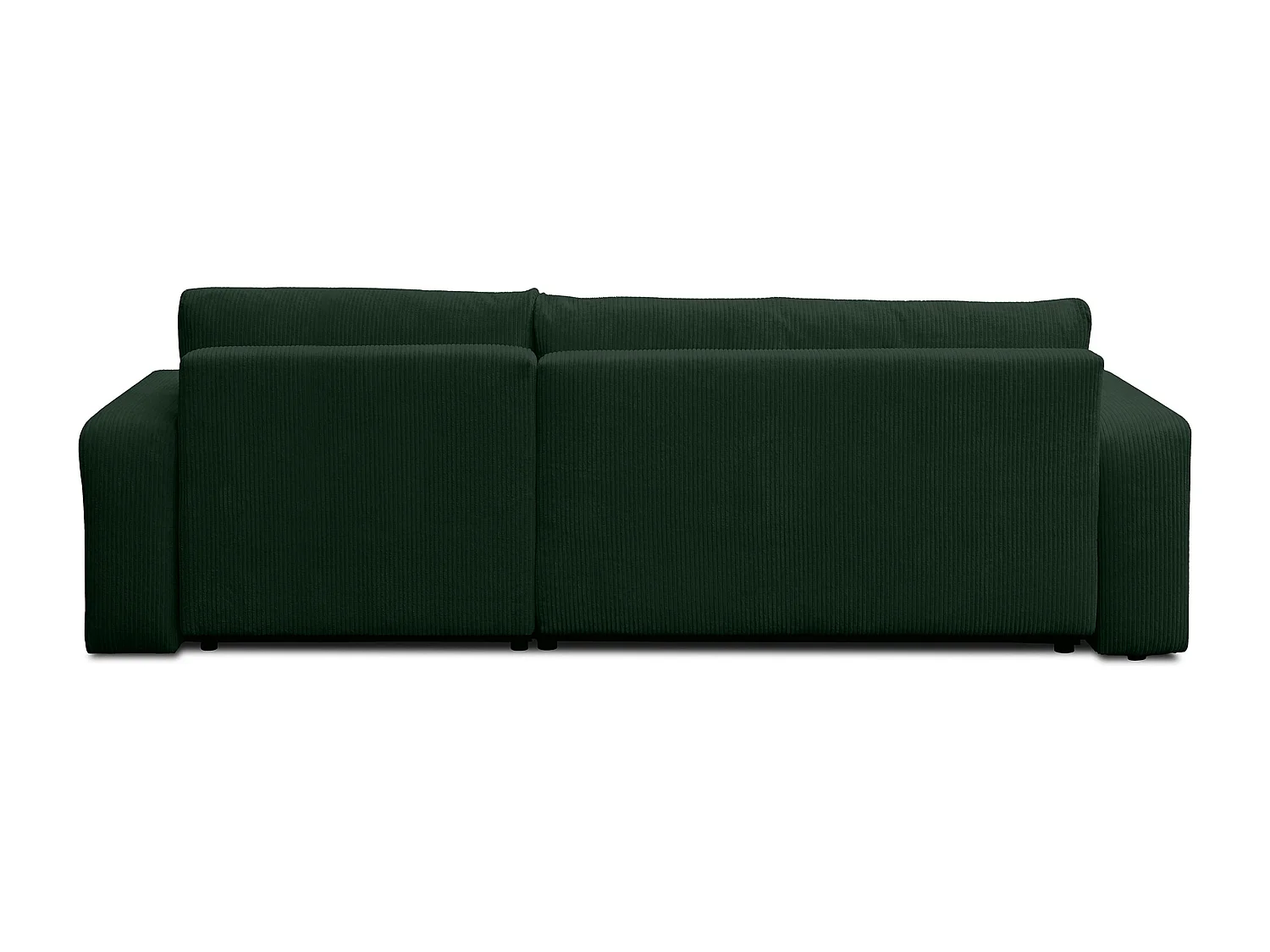Canapé d'angle Luna XL avec fonction de couchage et coffre de rangement, couleur : vert, tissu velours côtelé, pouf à gauche ou à droite