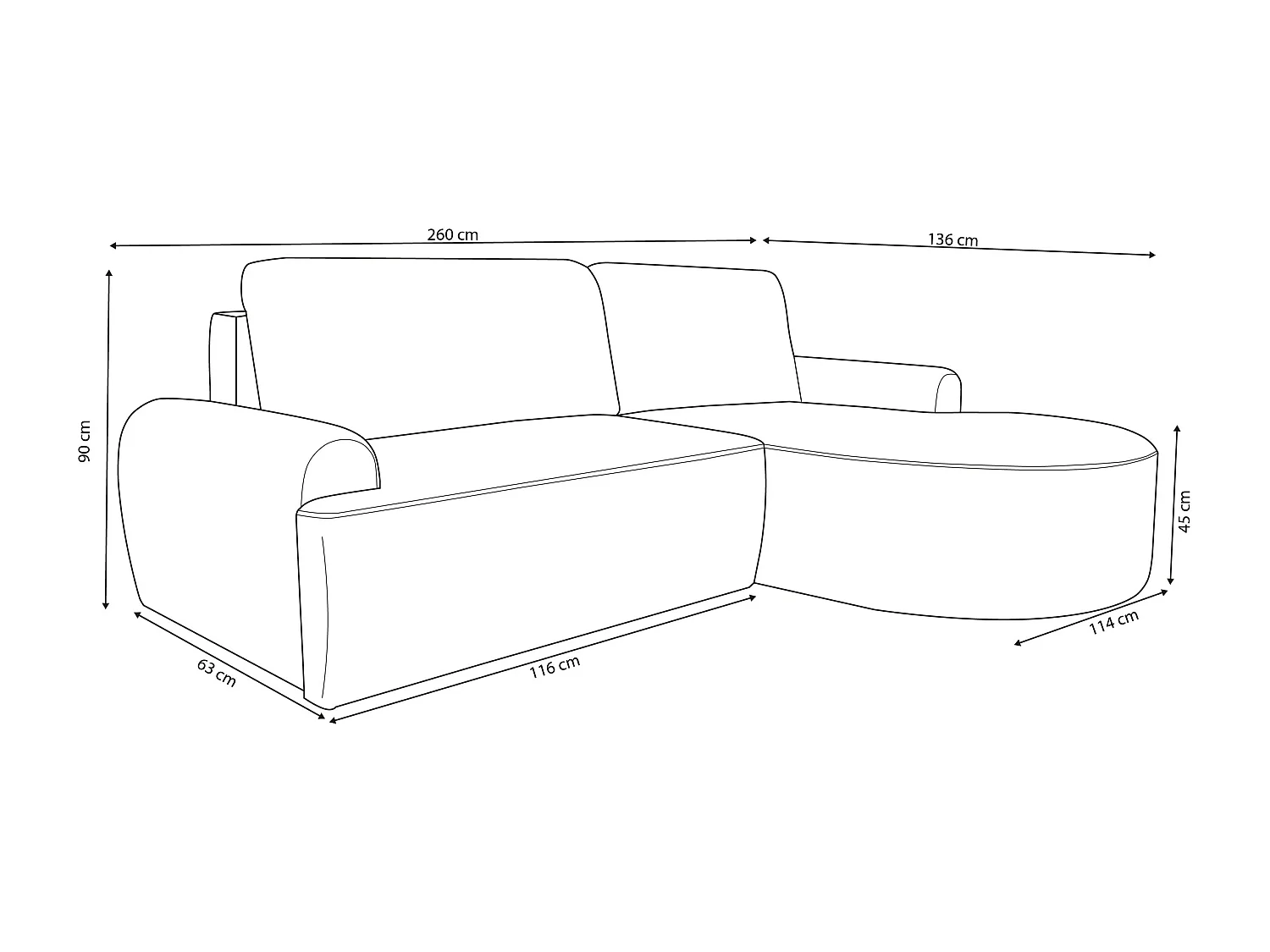 Canapé d'angle Dream avec fonction couchage et coffre de rangement, couleur : brun foncé, tissu bouclé, pouf à gauche