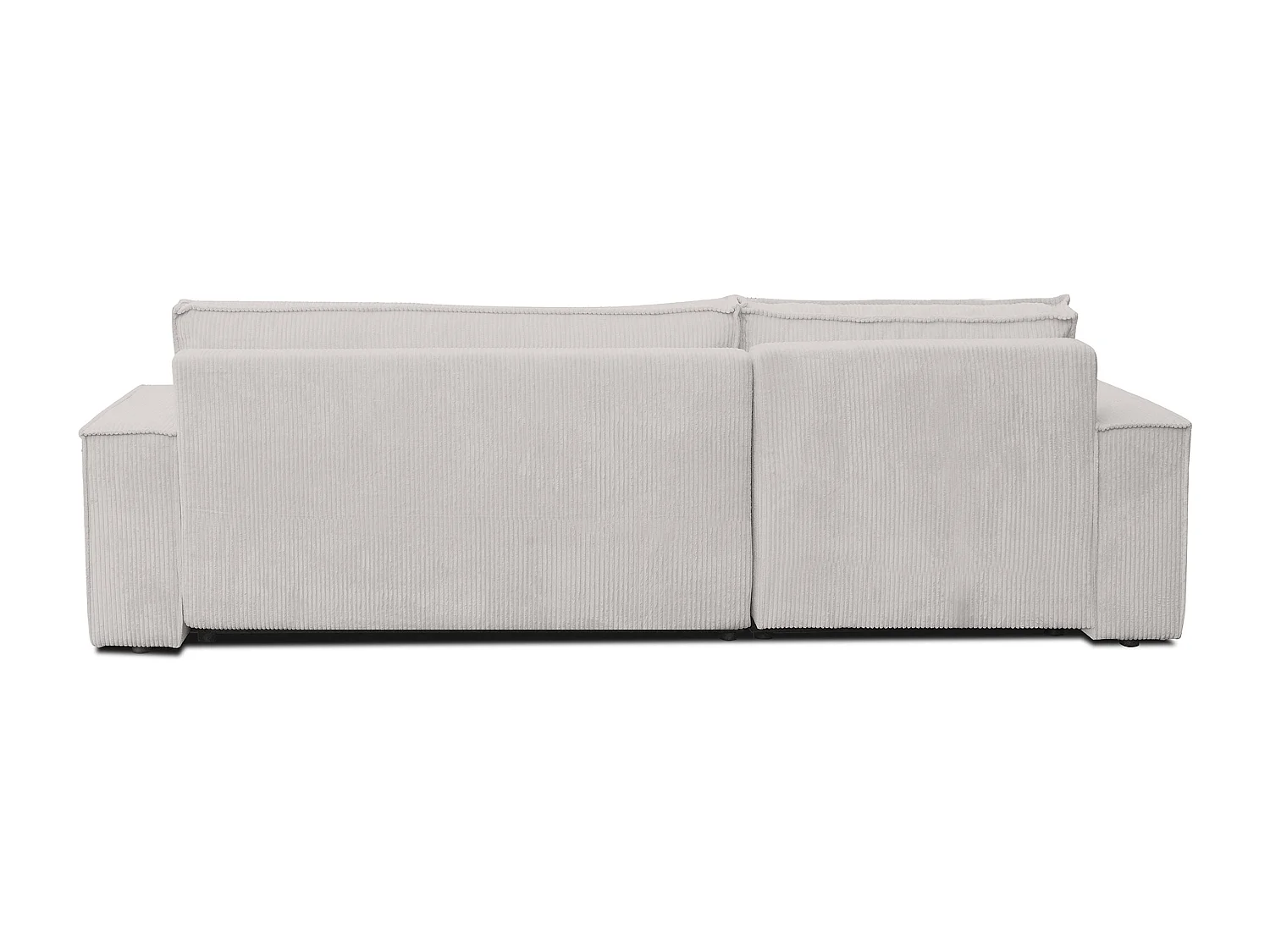 Canapé d'angle Hugo XL avec fonction couchage et coffre de rangement, couleur : gris clair, tissu cordé, ottomane à gauche ou à droite