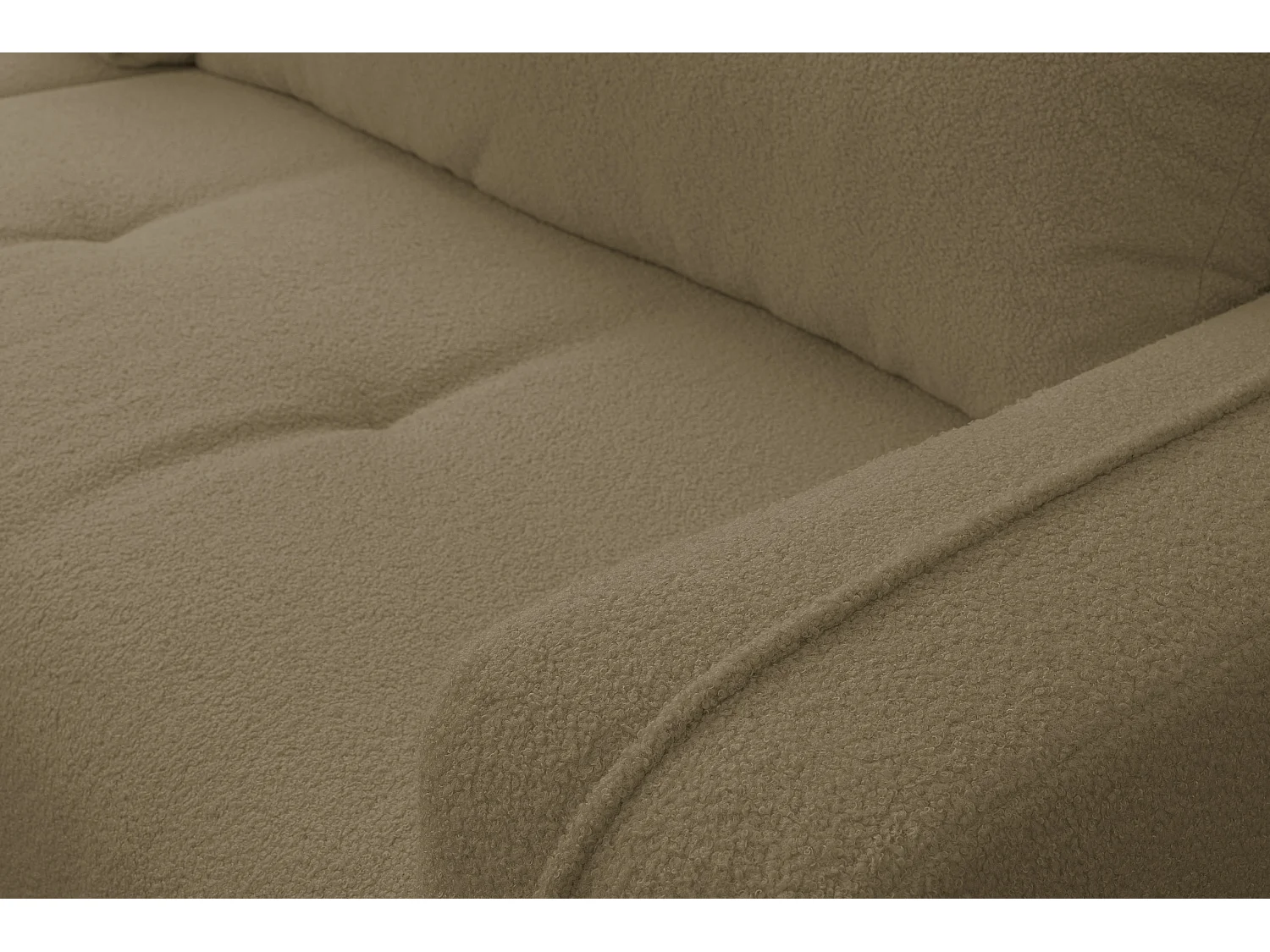 Canapé d'angle Cloud avec fonction couchage et coffre de rangement, couleur : marron, tissu bouclé, pouf universel