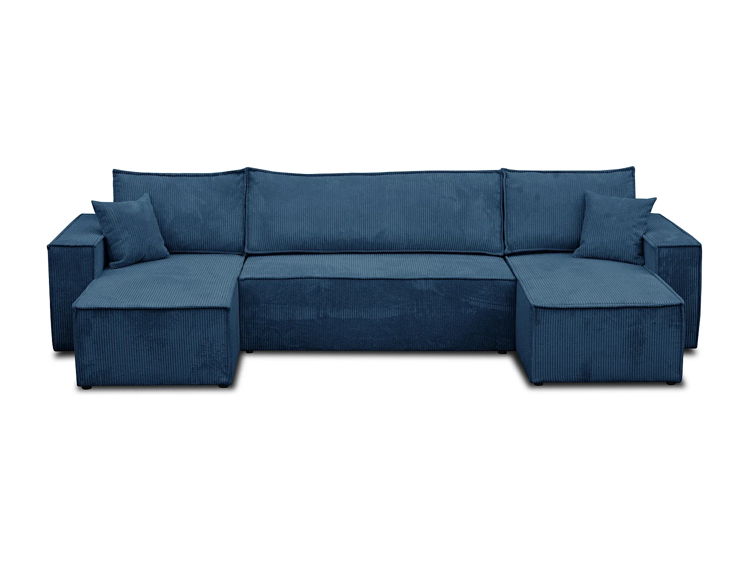 Woonkamermeubel Hugo U, U-vormige bank met slaapfunctie en bedbak, kleur: blauw, corduroy