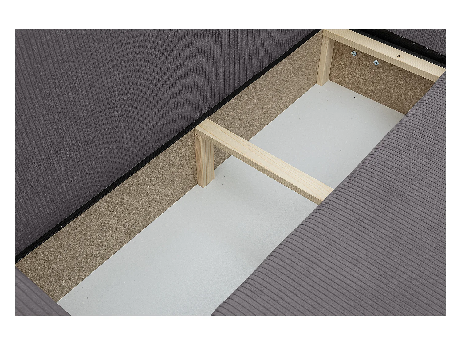 Canapé d'angle Luna XL avec fonction couchage et coffre de rangement, couleur : gris foncé, tissu velours côtelé, pouf à gauche ou à droite