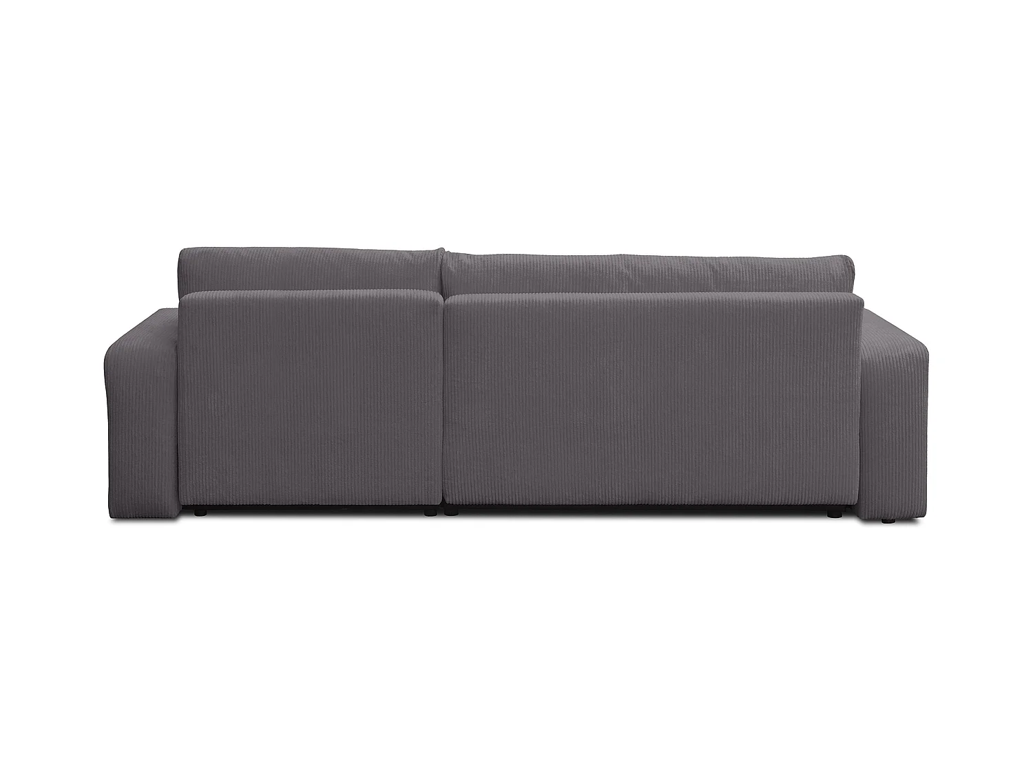 Canapé d'angle Luna XL avec fonction couchage et coffre de rangement, couleur : gris foncé, tissu velours côtelé, pouf à gauche ou à droite