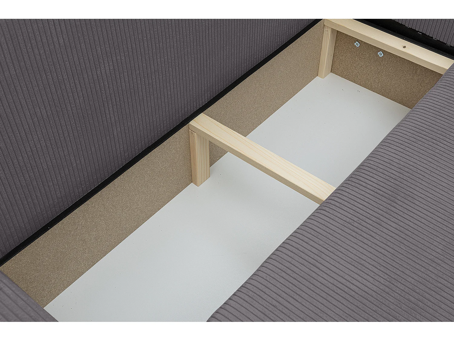 Canapé d'angle Luna XL avec fonction couchage et coffre de rangement, couleur : gris foncé, tissu velours côtelé, pouf à gauche ou à droite