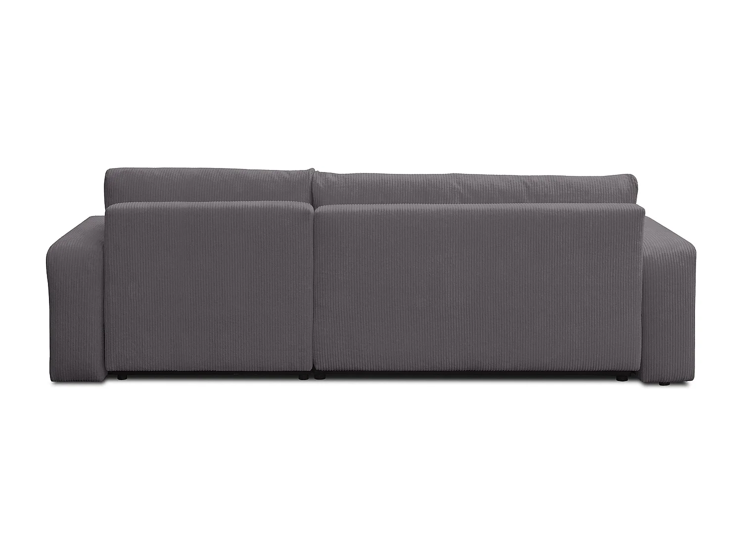 Canapé d'angle Luna XL avec fonction couchage et coffre de rangement, couleur : gris foncé, tissu velours côtelé, pouf à gauche ou à droite