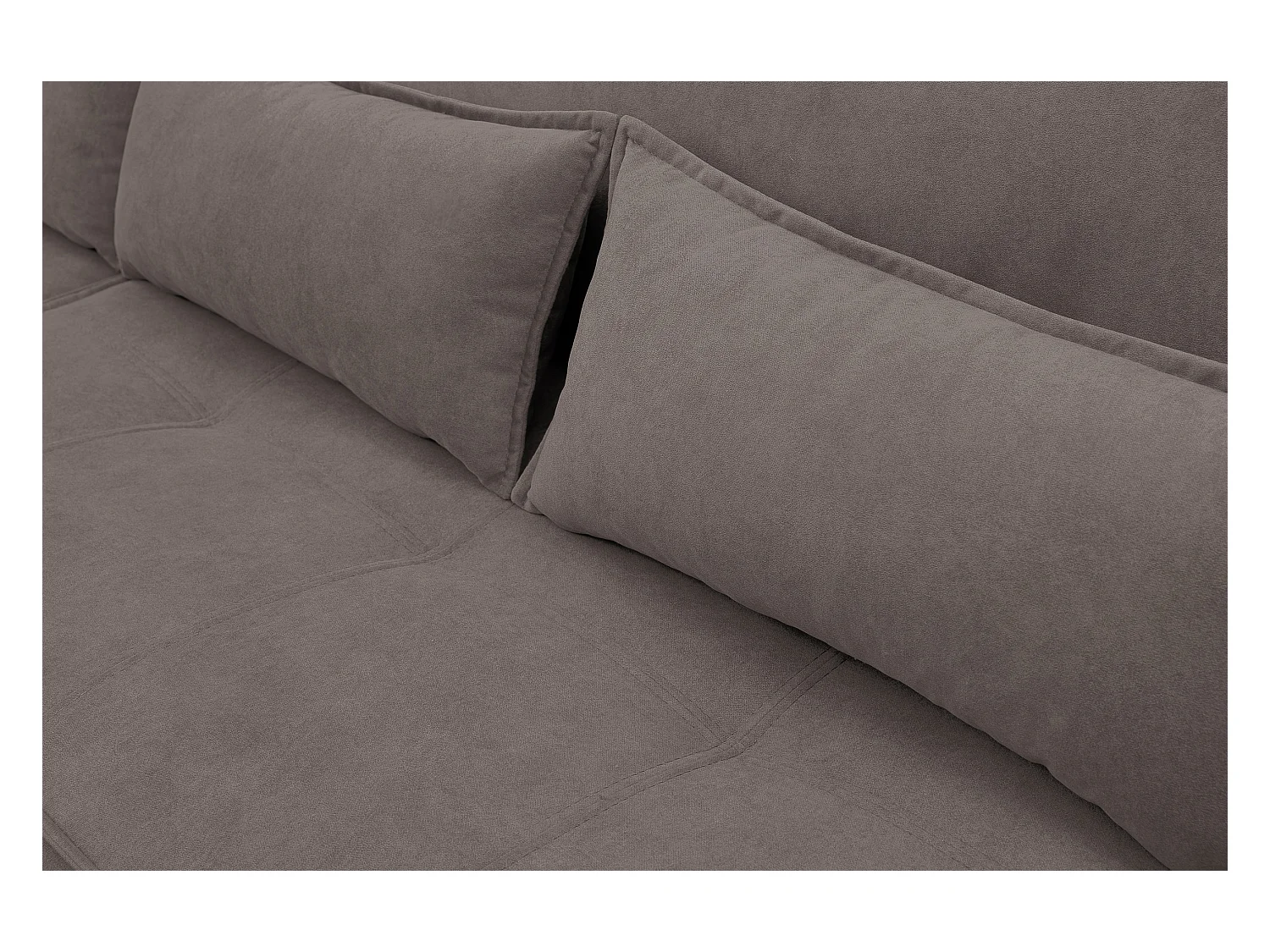 Canapé d'angle Empoli avec fonction couchage et coffre de rangement, couleur : marron, tissu velours, pouf gauche