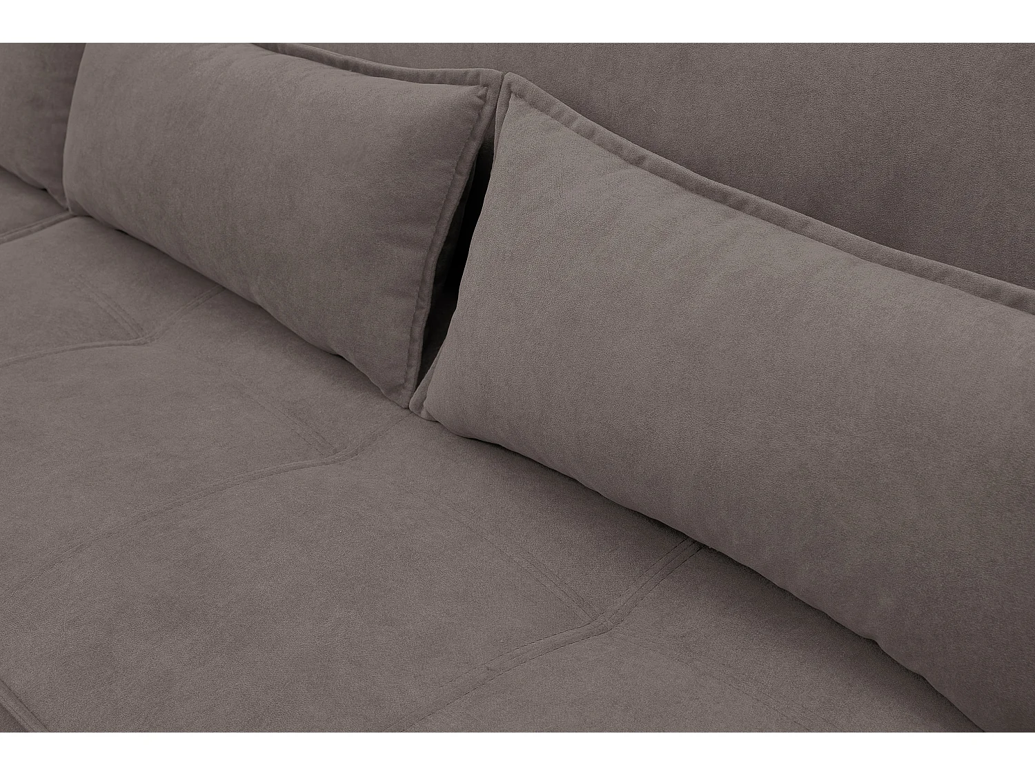 Canapé d'angle Empoli avec fonction couchage et coffre de rangement, couleur : marron, tissu velours, pouf gauche