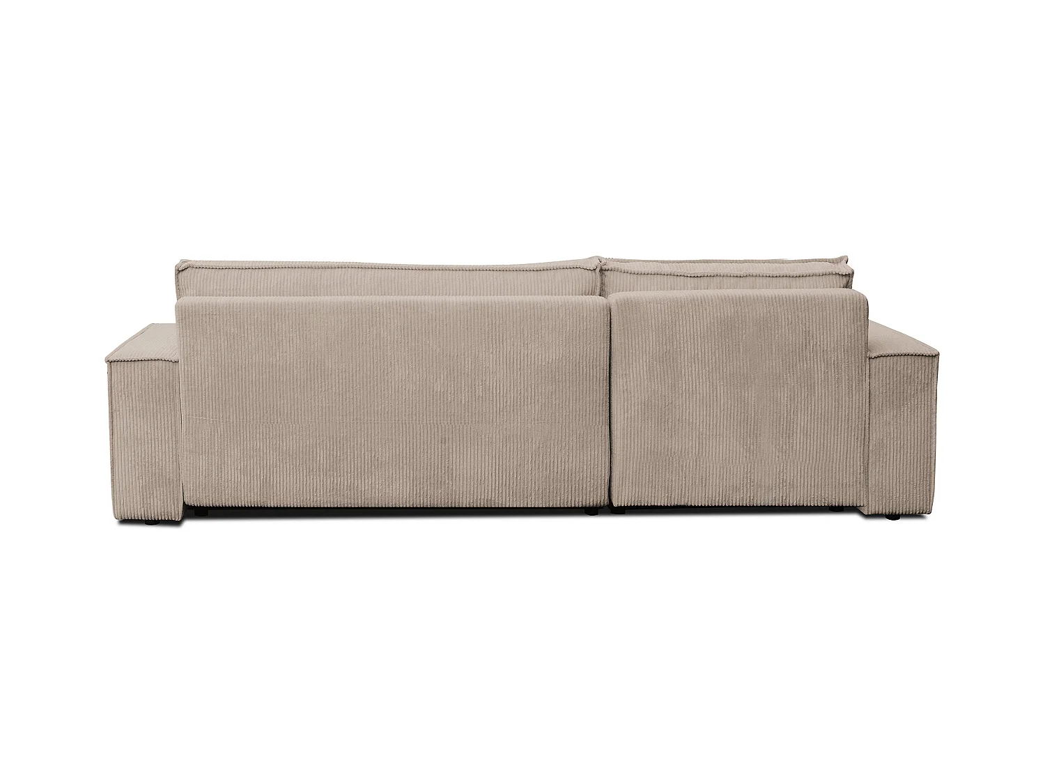 Canapé d'angle Hugo XL avec fonction couchage et coffre de rangement, couleur : beige, tissu cordé, ottomane à gauche ou à droite