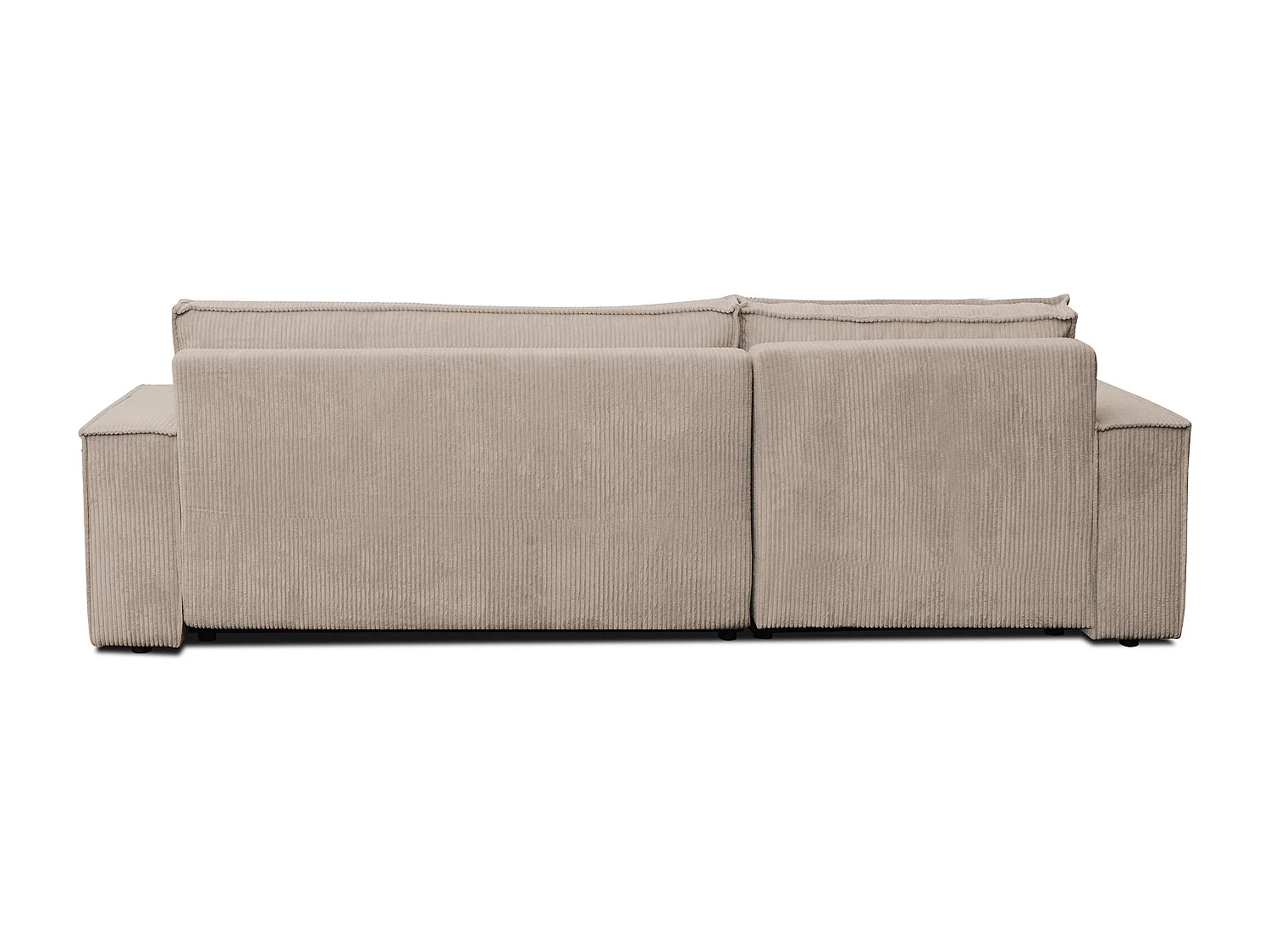 Canapé d'angle Hugo XL avec fonction couchage et coffre de rangement, couleur : beige, tissu cordé, ottomane à gauche ou à droite