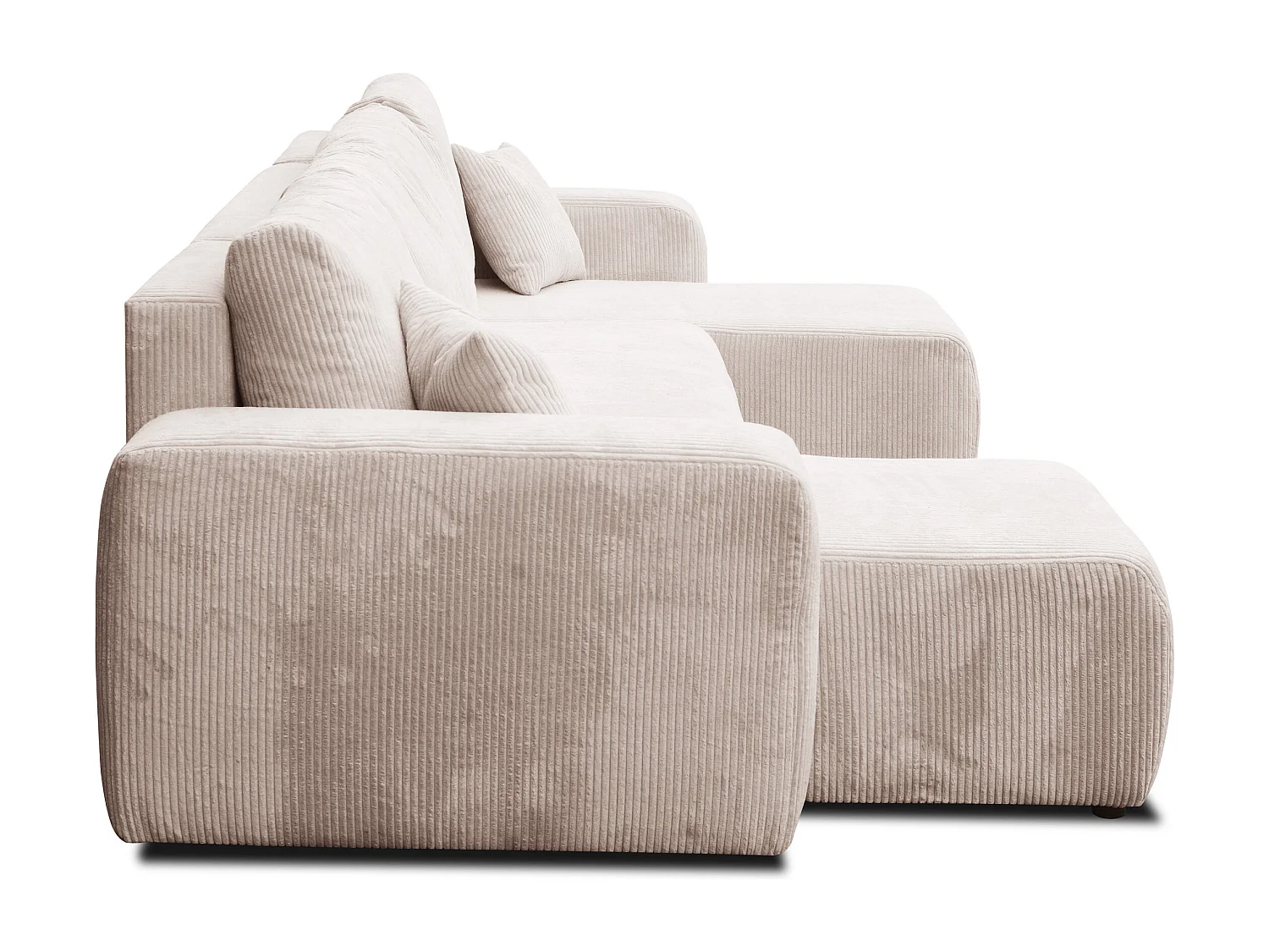 Woonkamermeubel Luna U, U-vormige bank met slaapfunctie en bedbak, kleur: beige, corduroy