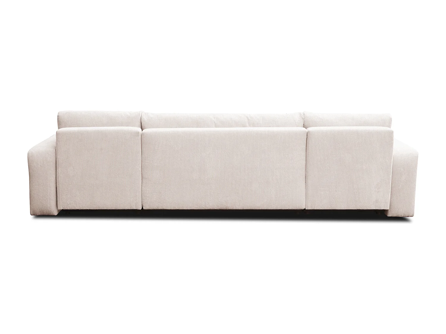 Woonkamermeubel Luna U, U-vormige bank met slaapfunctie en bedbak, kleur: beige, corduroy