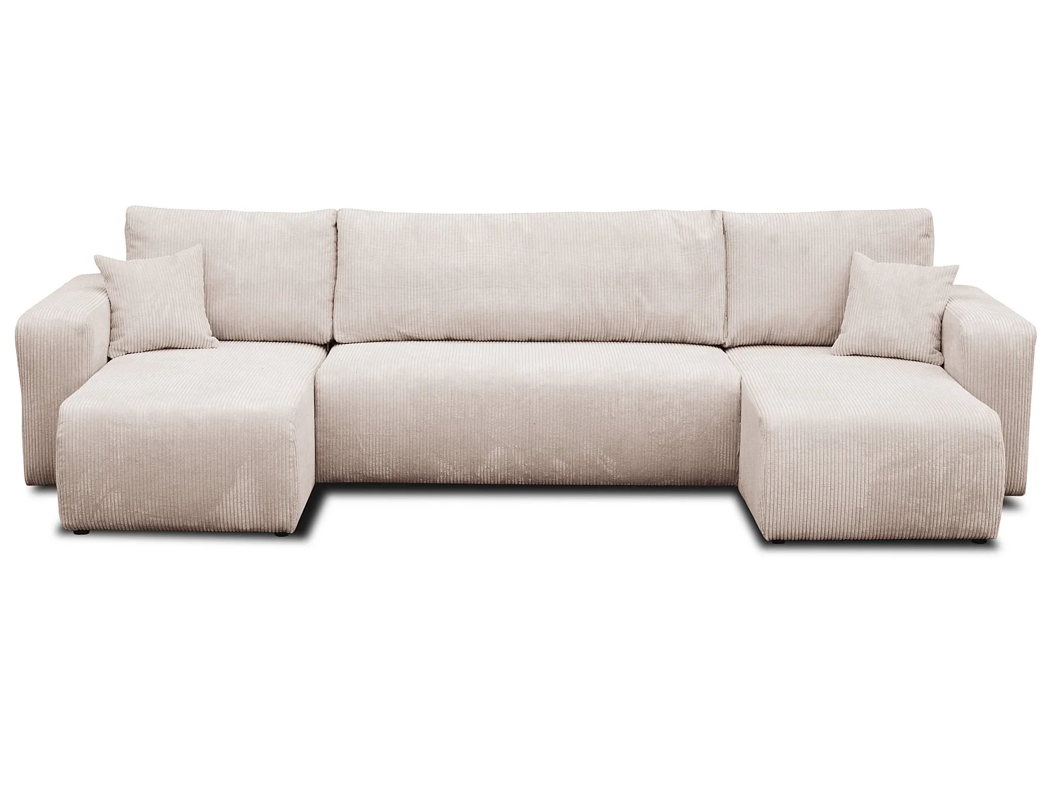 Woonkamermeubel Luna U, U-vormige bank met slaapfunctie en bedbak, kleur: beige, corduroy