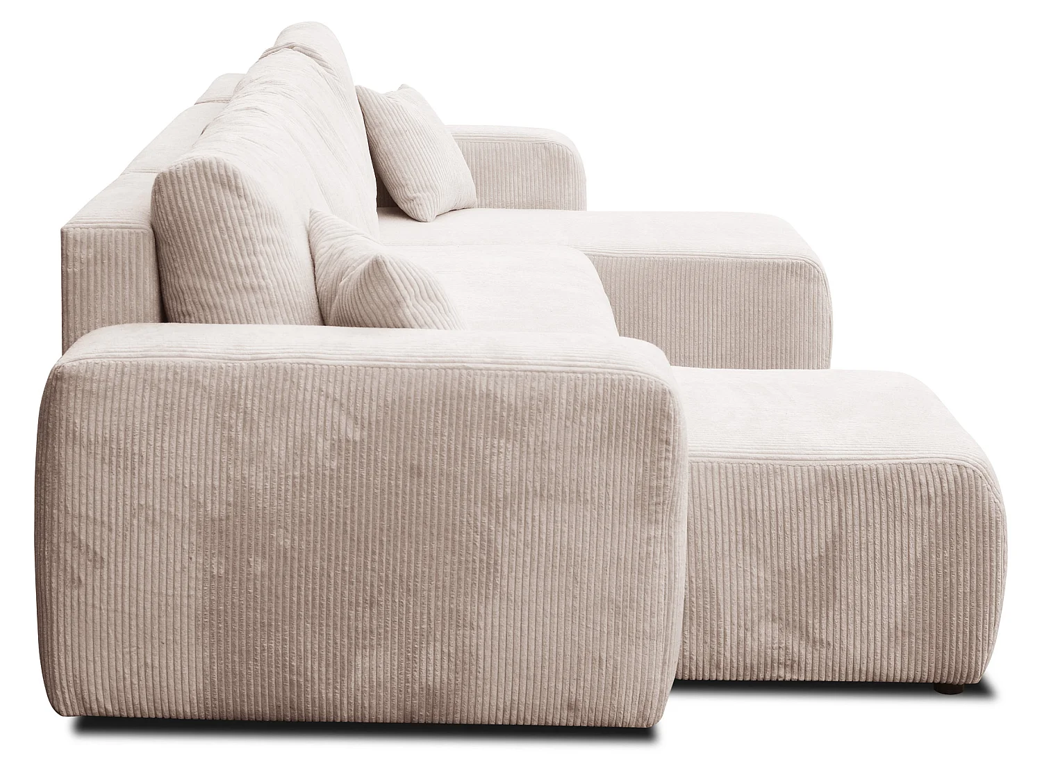 Woonkamermeubel Luna U, U-vormige bank met slaapfunctie en bedbak, kleur: beige, corduroy