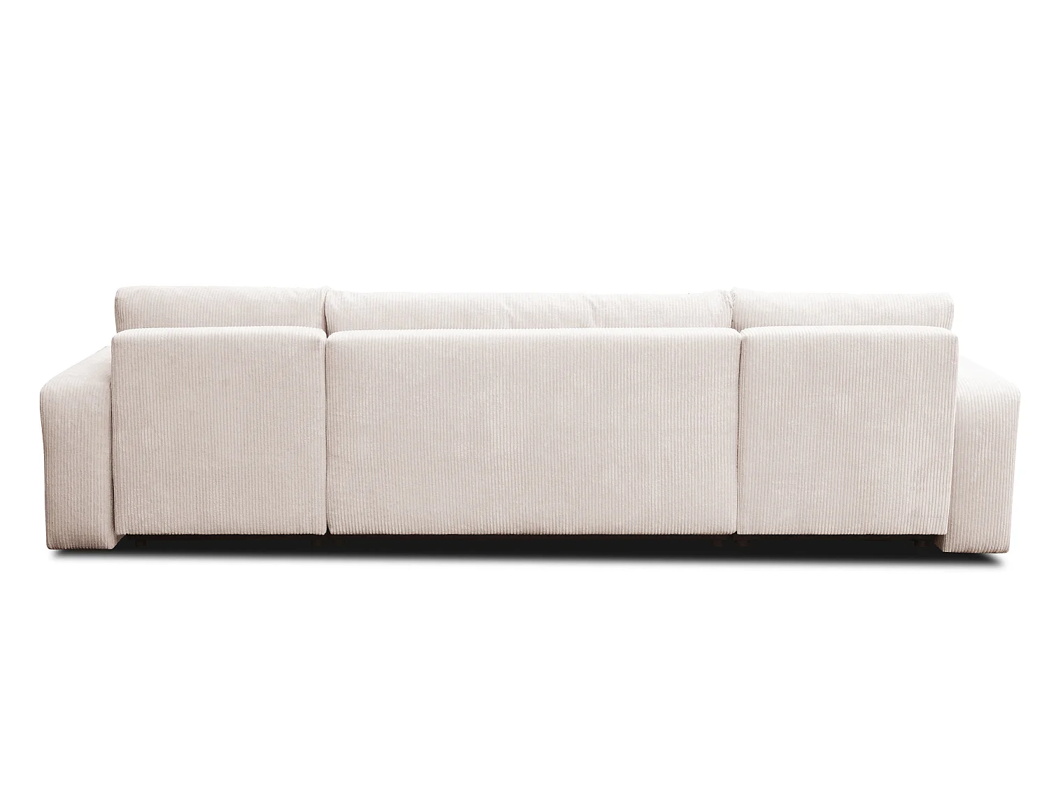 Woonkamermeubel Luna U, U-vormige bank met slaapfunctie en bedbak, kleur: beige, corduroy