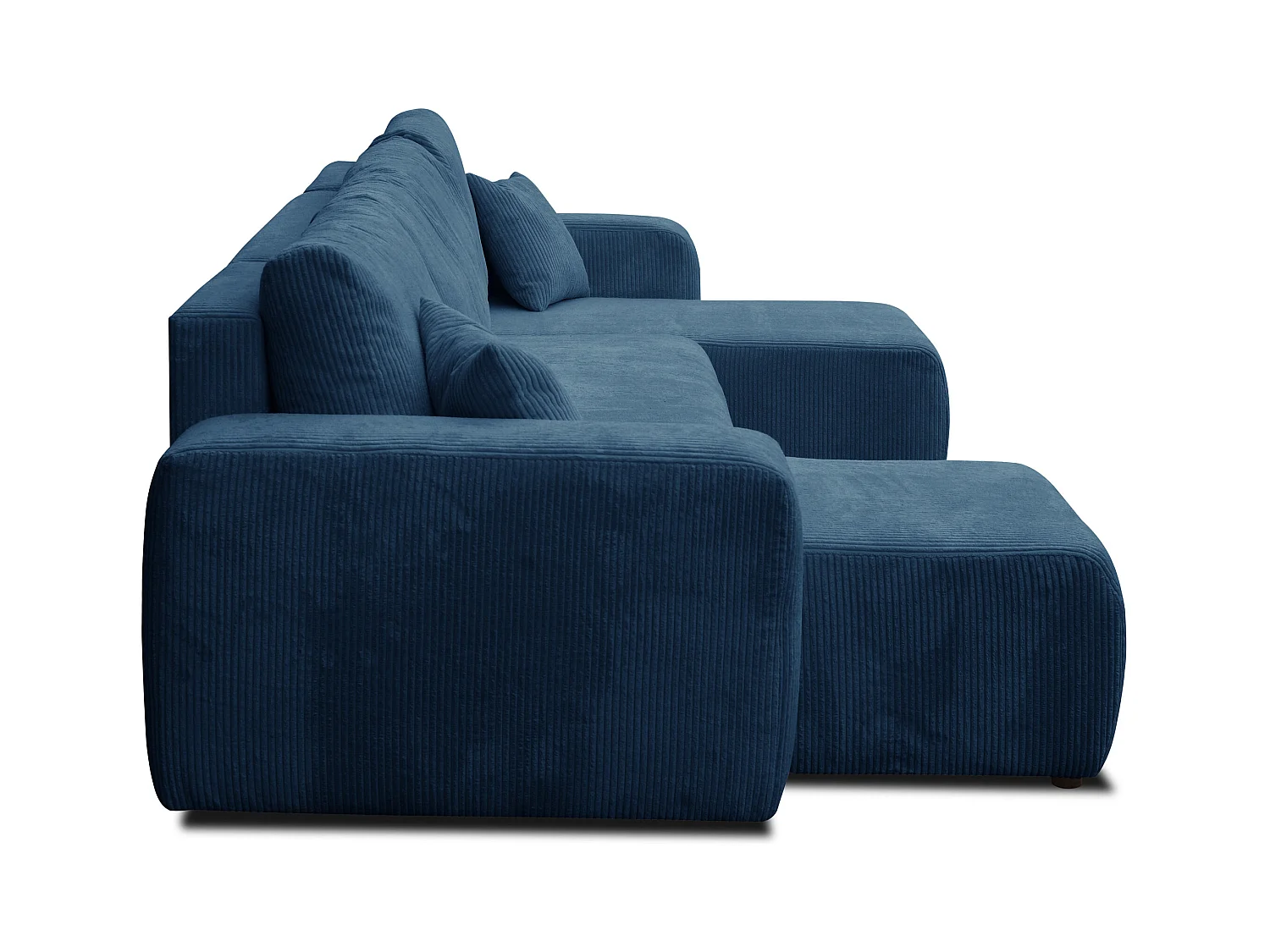 Ensemble de salon Luna U, canapé en U avec fonction couchage et coffre de rangement, couleur : bleu, tissu cordé