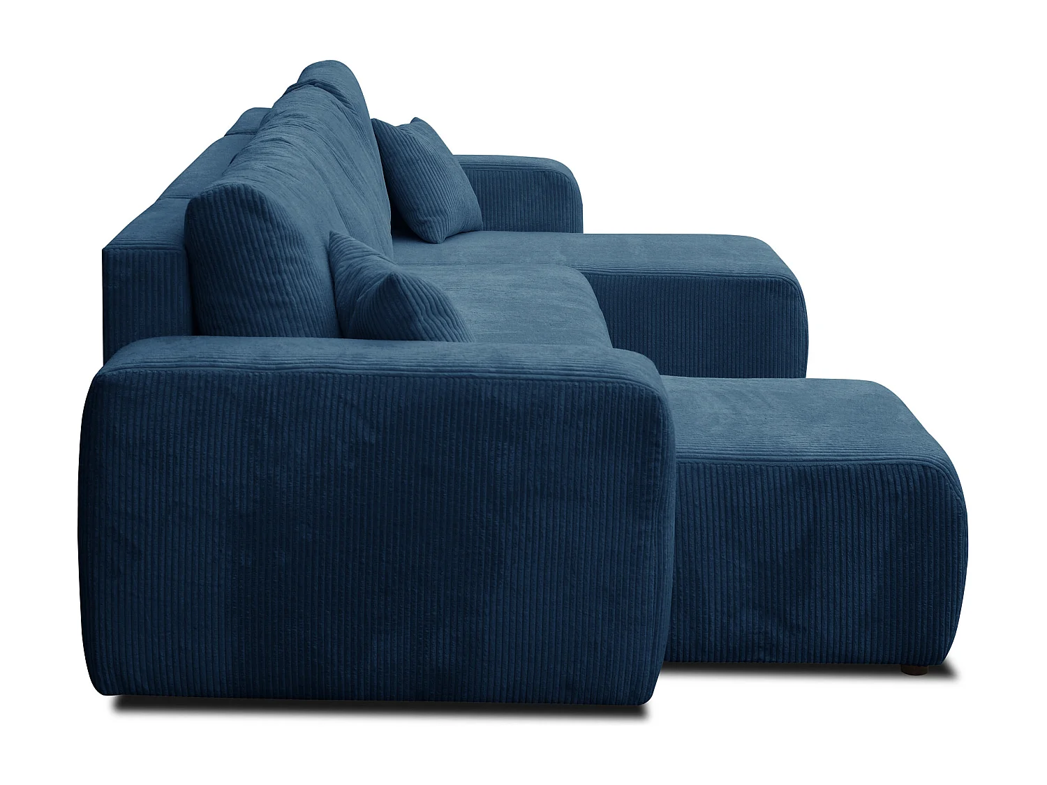Ensemble de salon Luna U, canapé en U avec fonction couchage et coffre de rangement, couleur : bleu, tissu cordé
