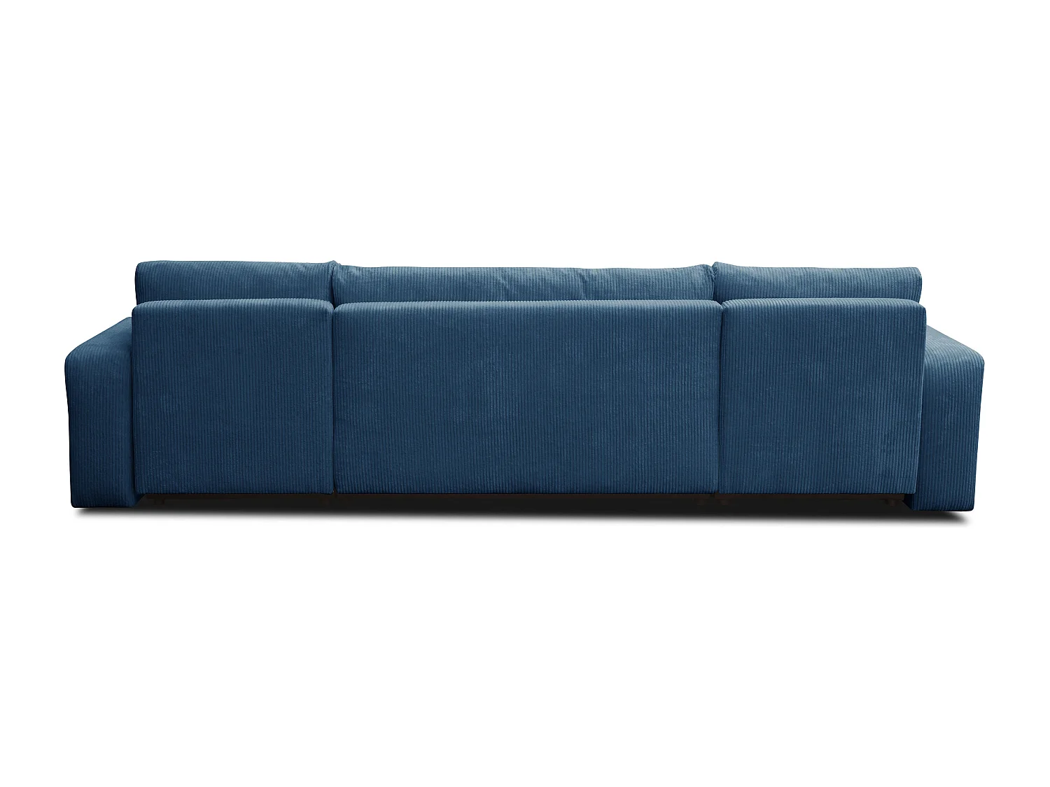 Ensemble de salon Luna U, canapé en U avec fonction couchage et coffre de rangement, couleur : bleu, tissu cordé