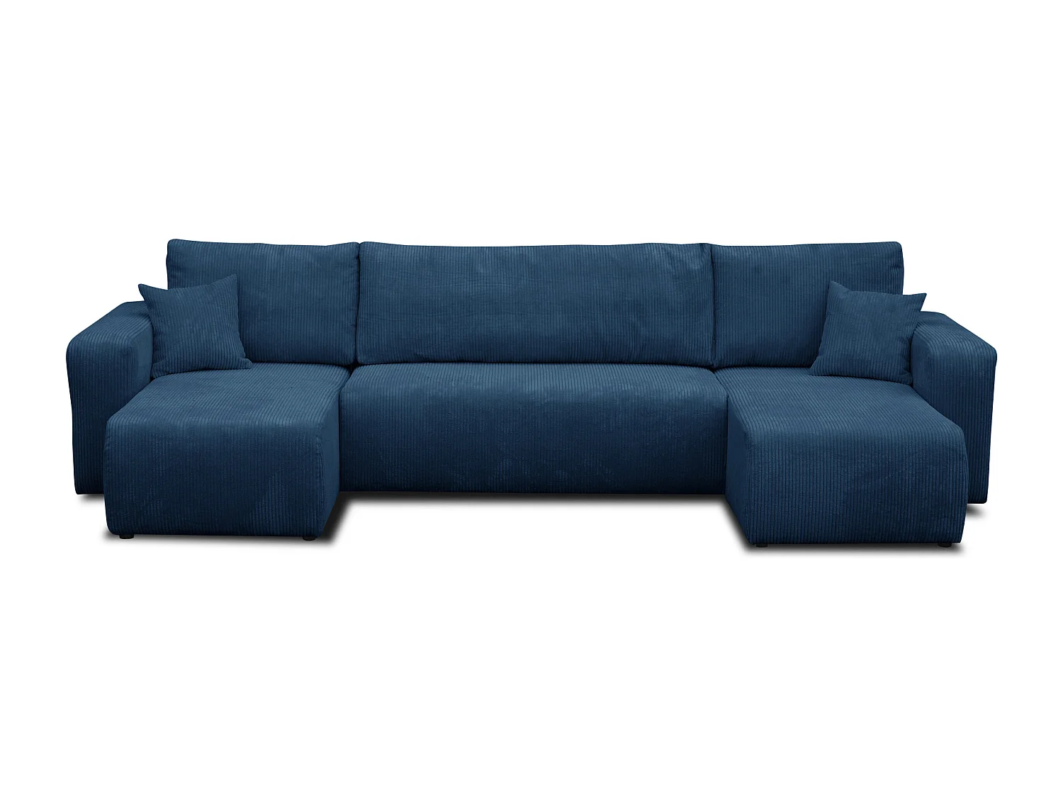 Woonkamermeubel Luna U, U-vormige bank met slaapfunctie en bedbak, kleur: blauw, corduroy