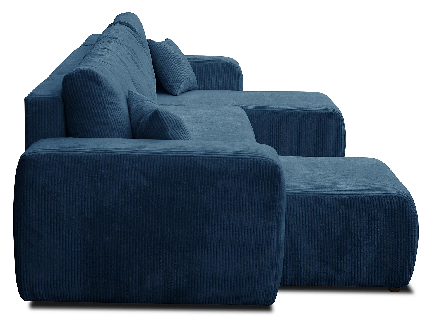 Woonkamermeubel Luna U, U-vormige bank met slaapfunctie en bedbak, kleur: blauw, corduroy