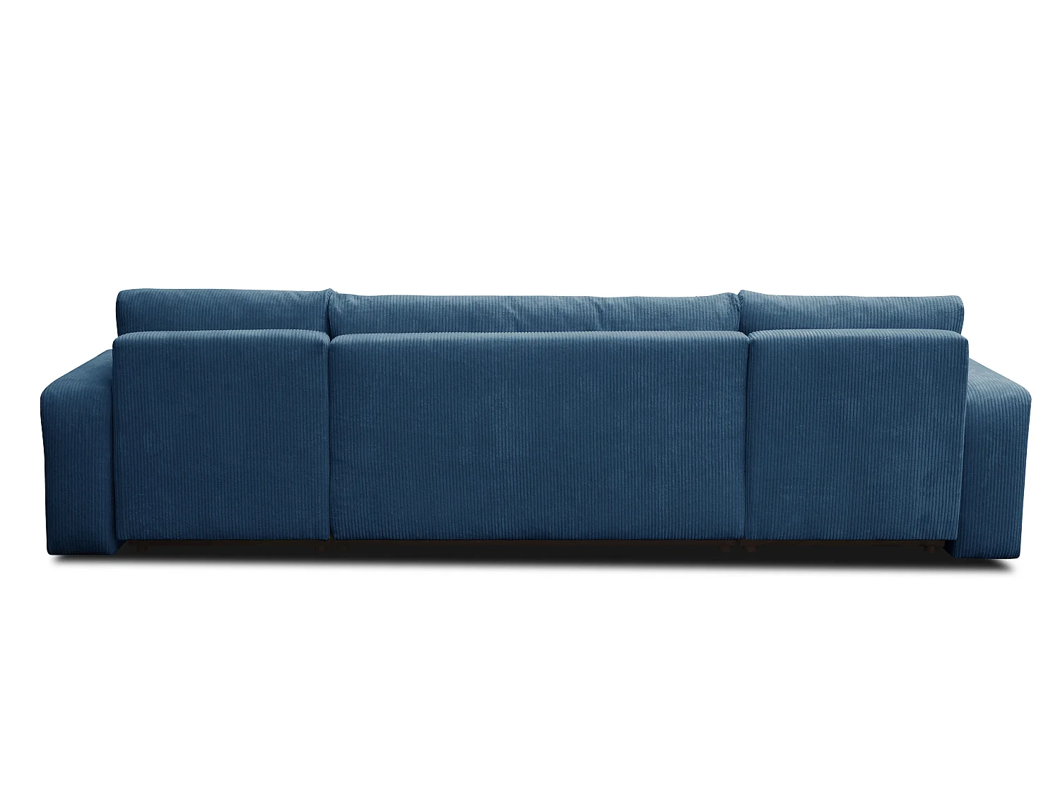 Woonkamermeubel Luna U, U-vormige bank met slaapfunctie en bedbak, kleur: blauw, corduroy