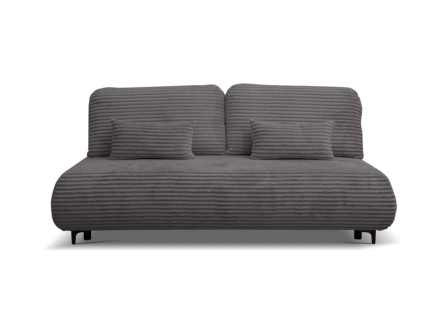 Canapé-lit Etna, canapé avec fonction couchage et coffre de rangement, couleur : gris, tissu cordé, pouf universel