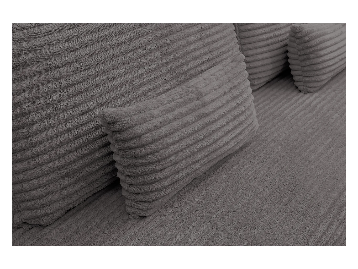 Canapé-lit Etna, canapé avec fonction couchage et coffre de rangement, couleur : gris, tissu cordé, pouf universel