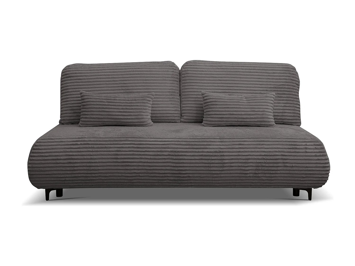 Canapé-lit Etna, canapé avec fonction couchage et coffre de rangement, couleur : gris, tissu cordé, pouf universel