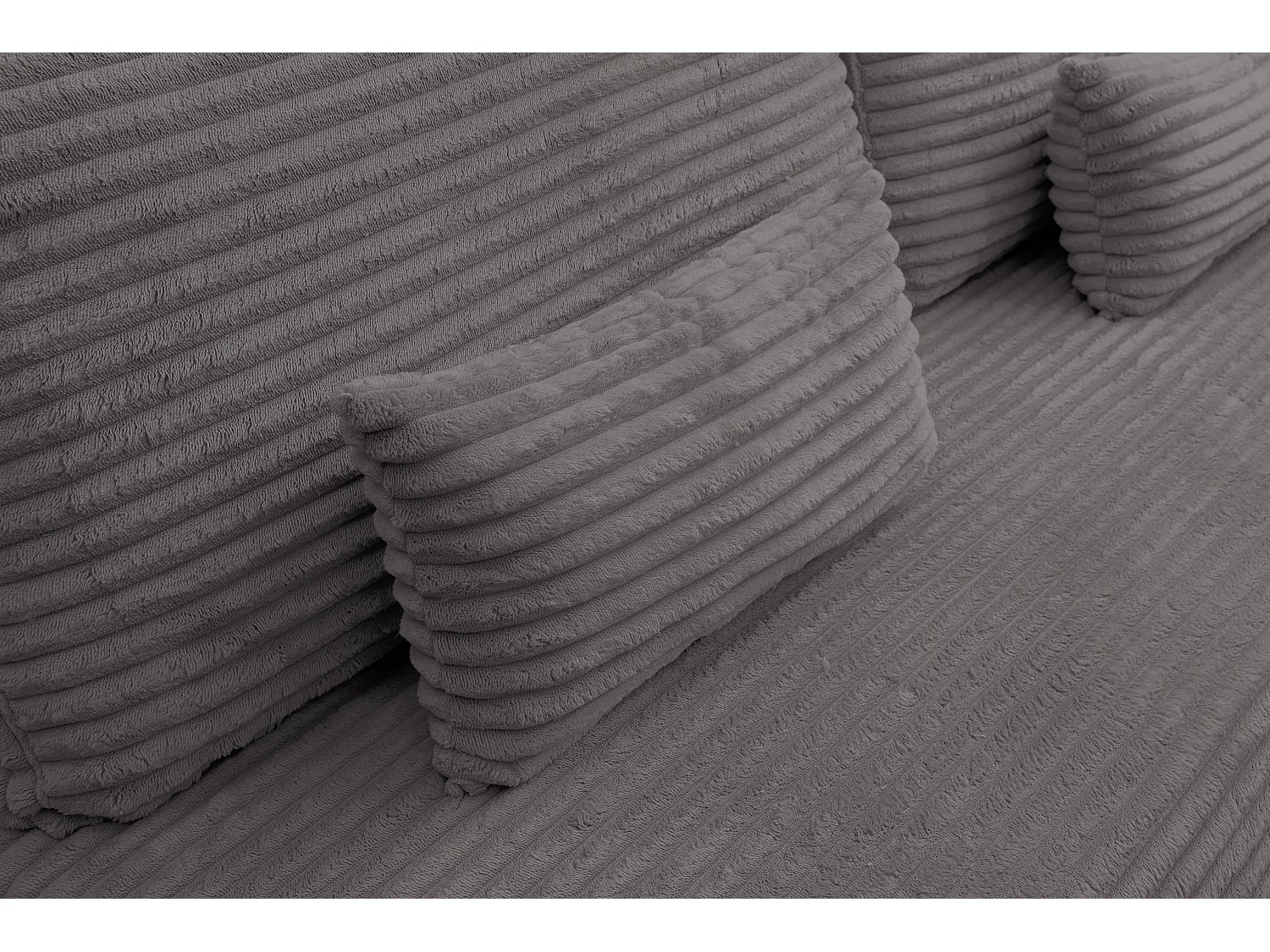 Canapé-lit Etna, canapé avec fonction couchage et coffre de rangement, couleur : gris, tissu cordé, pouf universel