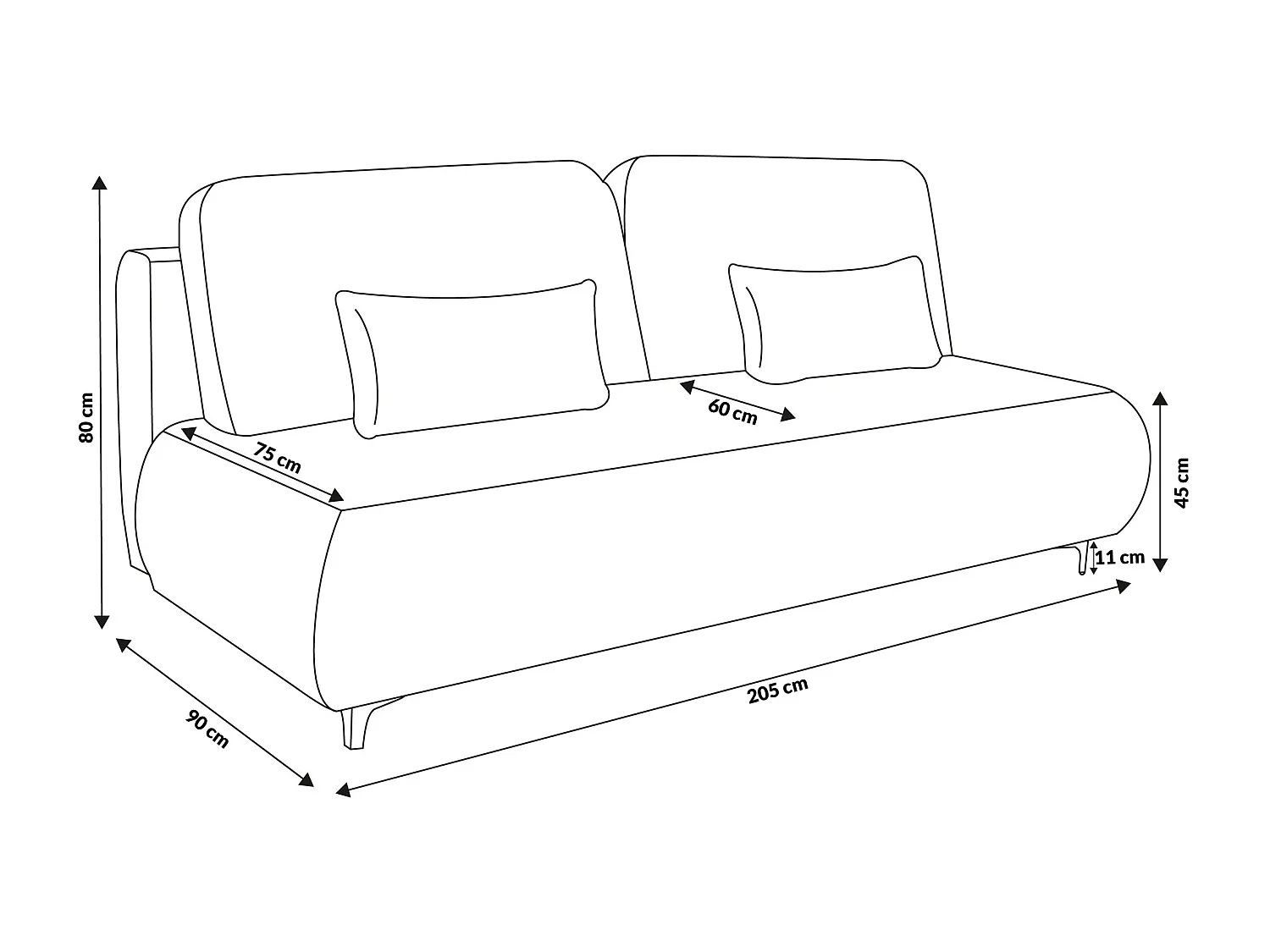 Canapé-lit Etna, canapé avec fonction couchage et coffre de rangement, couleur : gris, tissu cordé, pouf universel