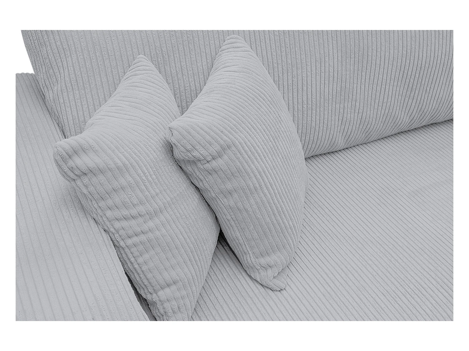 Canapé d'angle Luna XL avec fonction couchage et coffre de rangement, couleur : gris, tissu cordé, ottomane à gauche ou à droite