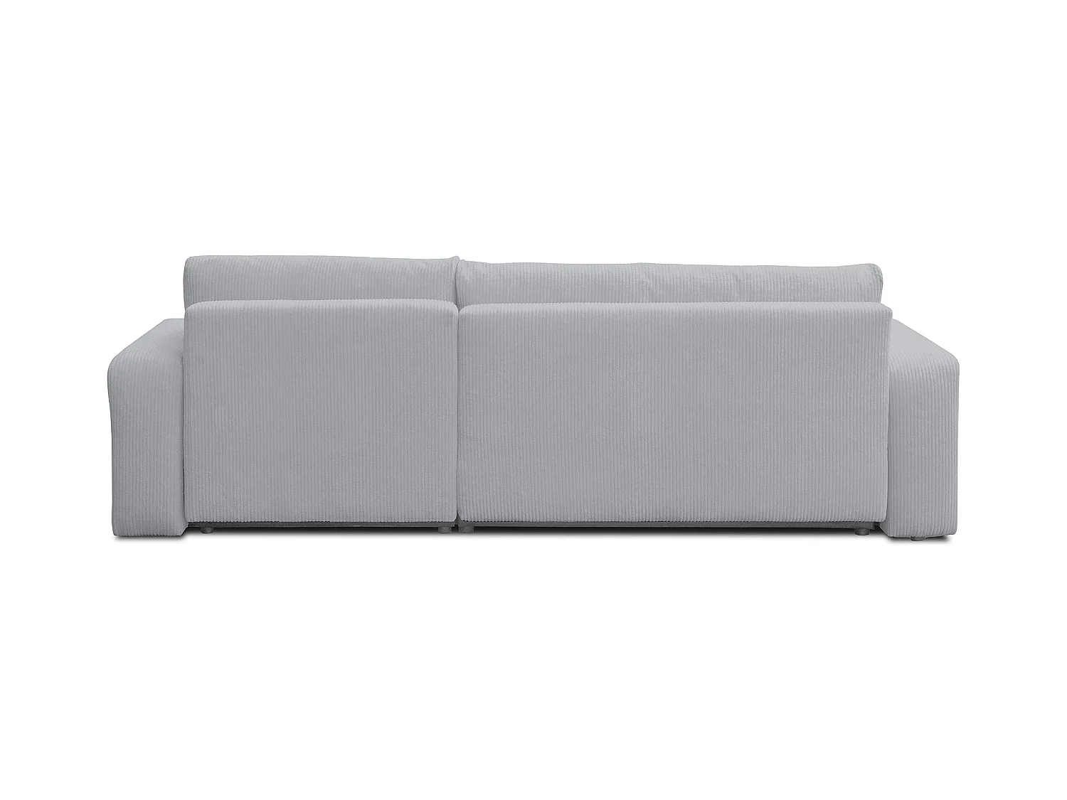 Canapé d'angle Luna XL avec fonction couchage et coffre de rangement, couleur : gris, tissu cordé, ottomane à gauche ou à droite