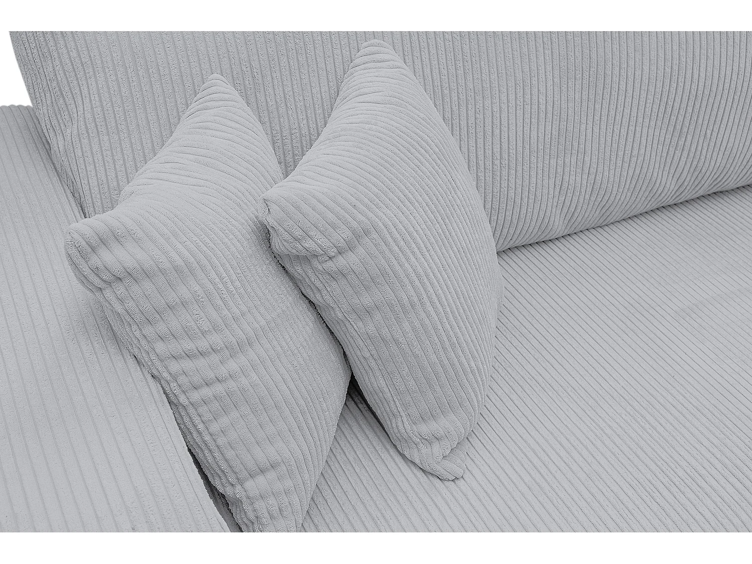 Canapé d'angle Luna XL avec fonction couchage et coffre de rangement, couleur : gris, tissu cordé, ottomane à gauche ou à droite