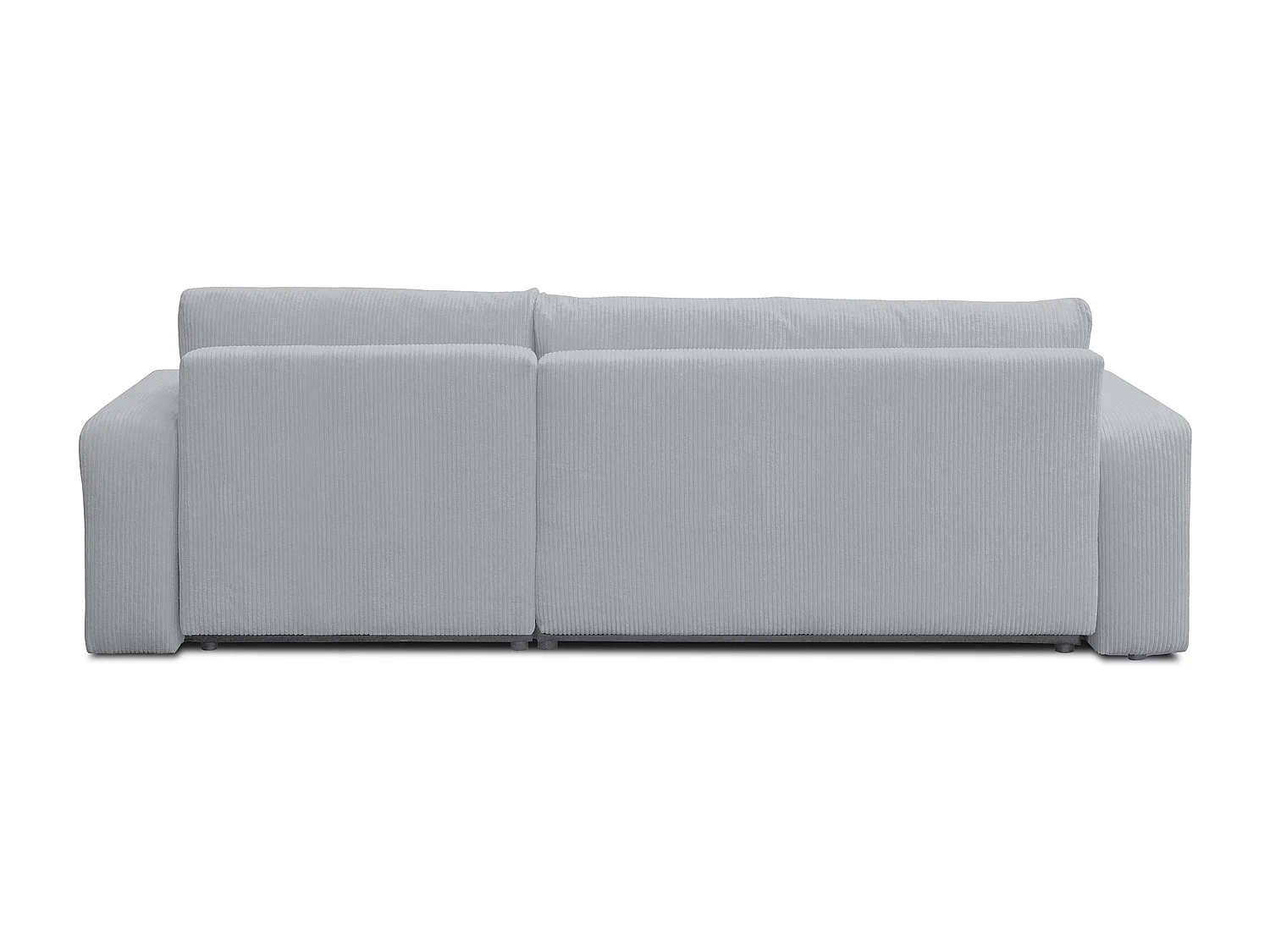 Canapé d'angle Luna XL avec fonction couchage et coffre de rangement, couleur : gris, tissu cordé, ottomane à gauche ou à droite